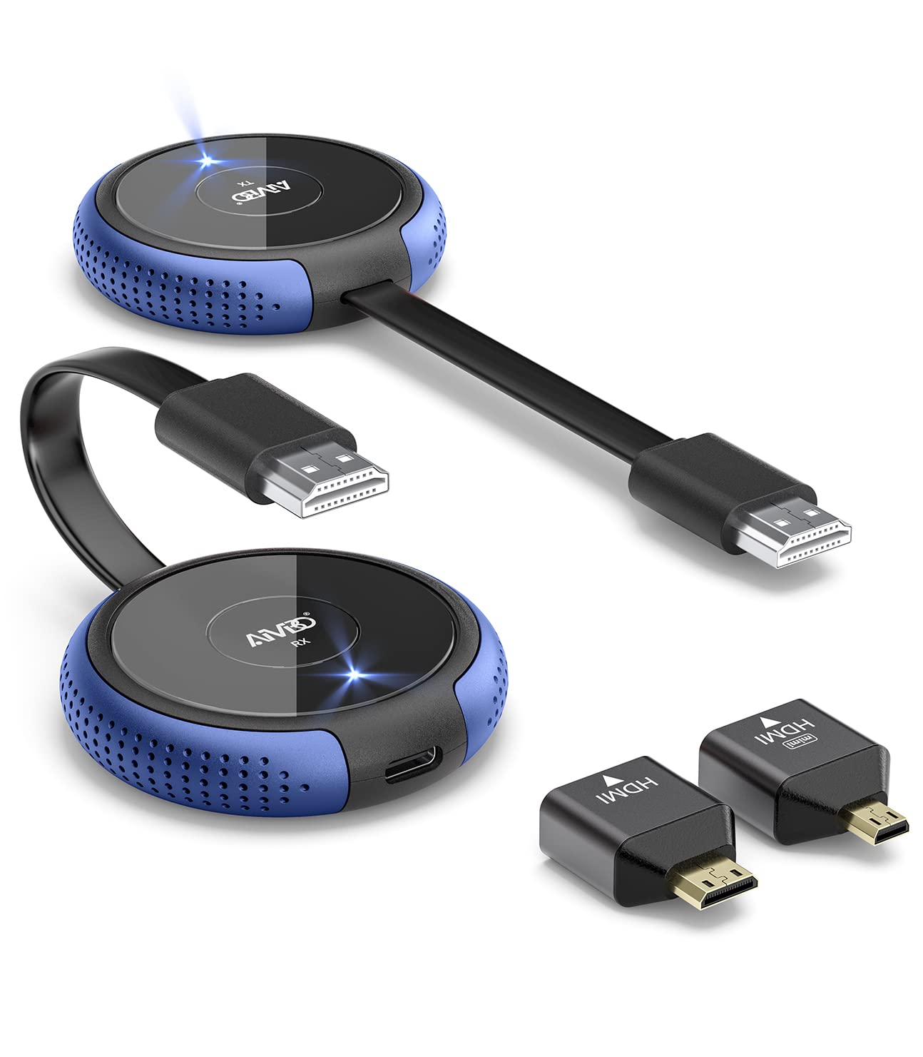 فرستنده و دریافت‌کننده بی‌سیم HDMI TIMBOOTECH 4K، افزایش‌دهنده بی‌سیم HDMI ویدیو/صدا برای لپتاپ، دوربین، جعبه کابل، دی‌وی‌دی، نتفلیکس، تلفن به مانیتور، پروژکتور، HDTV-165FT آبی