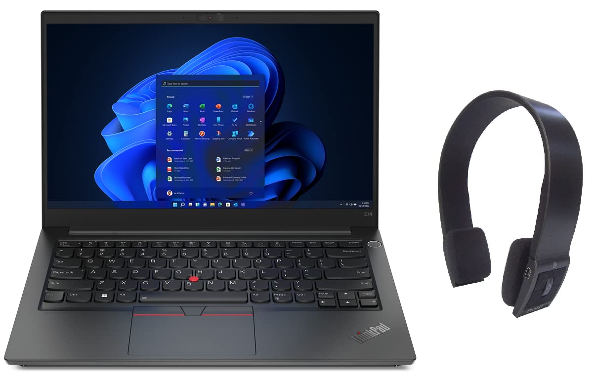 لپ تاپ تجاری Lenovo ThinkPad E14 Gen 4 جدید 2022 با صفحه نمایش FHD 300Nits 14 اینچی، پردازنده Core i5-1235u نسل 12، 16 گیگابایت رم و 512 گیگابایت حافظه داخلی، گرافیک Intel Iris Xe، اثر انگشت، ویندوز 11 Pro به رنگ مشکی همراه با هدست بلوتوث بی‌سیم رایگان