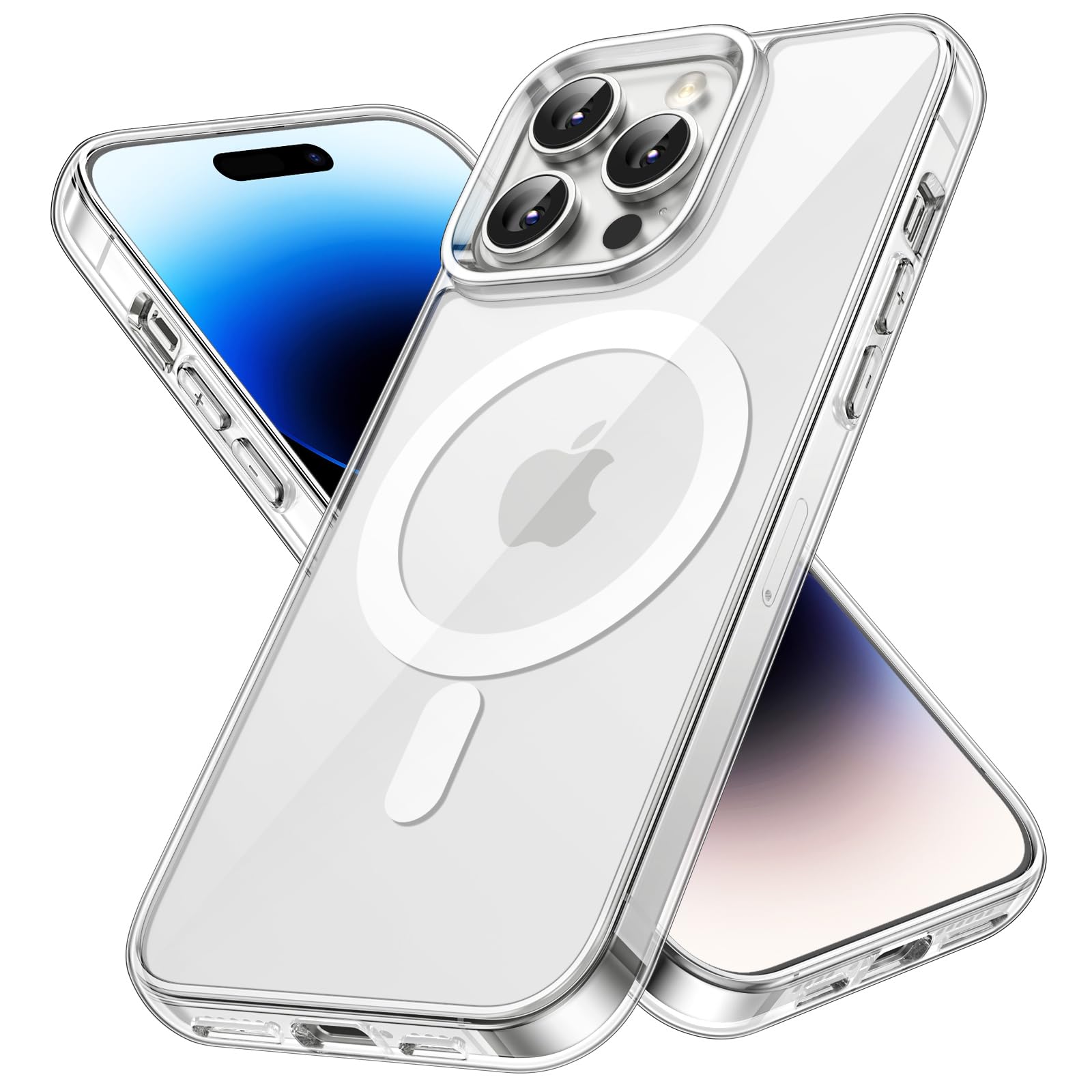 کاور مغناطیسی JETech برای آیفون ۱۴ پرو 6.۱ اینچ، سازگار با شارژ بی‌سیم MagSafe، کاور محافظ ضدضربه برای گوشی، پشت شفاف ضد خش (شفاف)