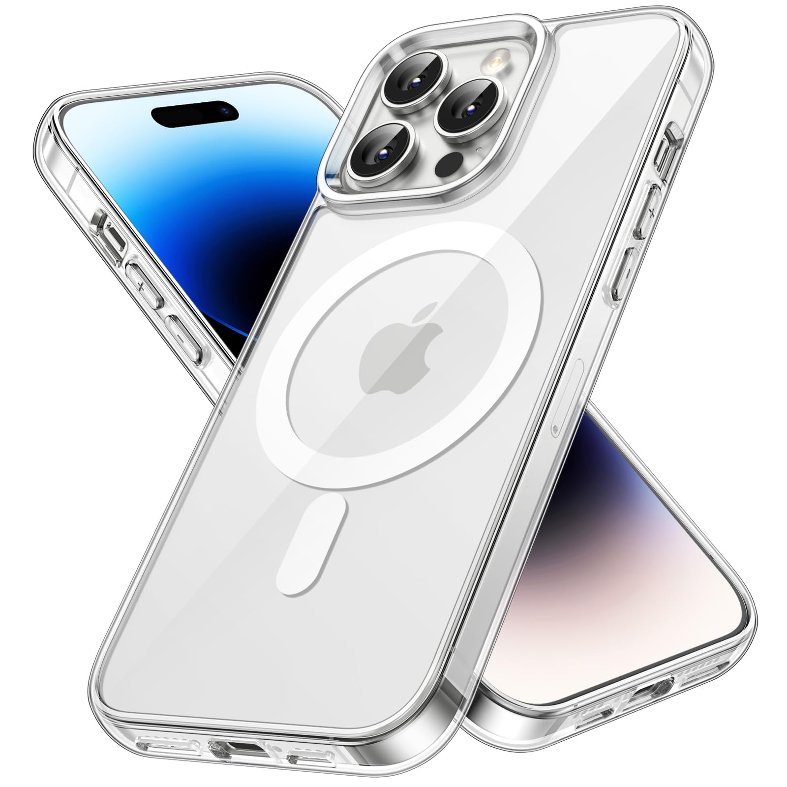 محافظ مغناطیسی JETech برای iPhone 14 Pro Max 6.7 اینچ، سازگار با شارژ بی‌سیم MagSafe، قاب محافظ تلفن ضدضربه، پشت شفاف ضدخط (شفاف)