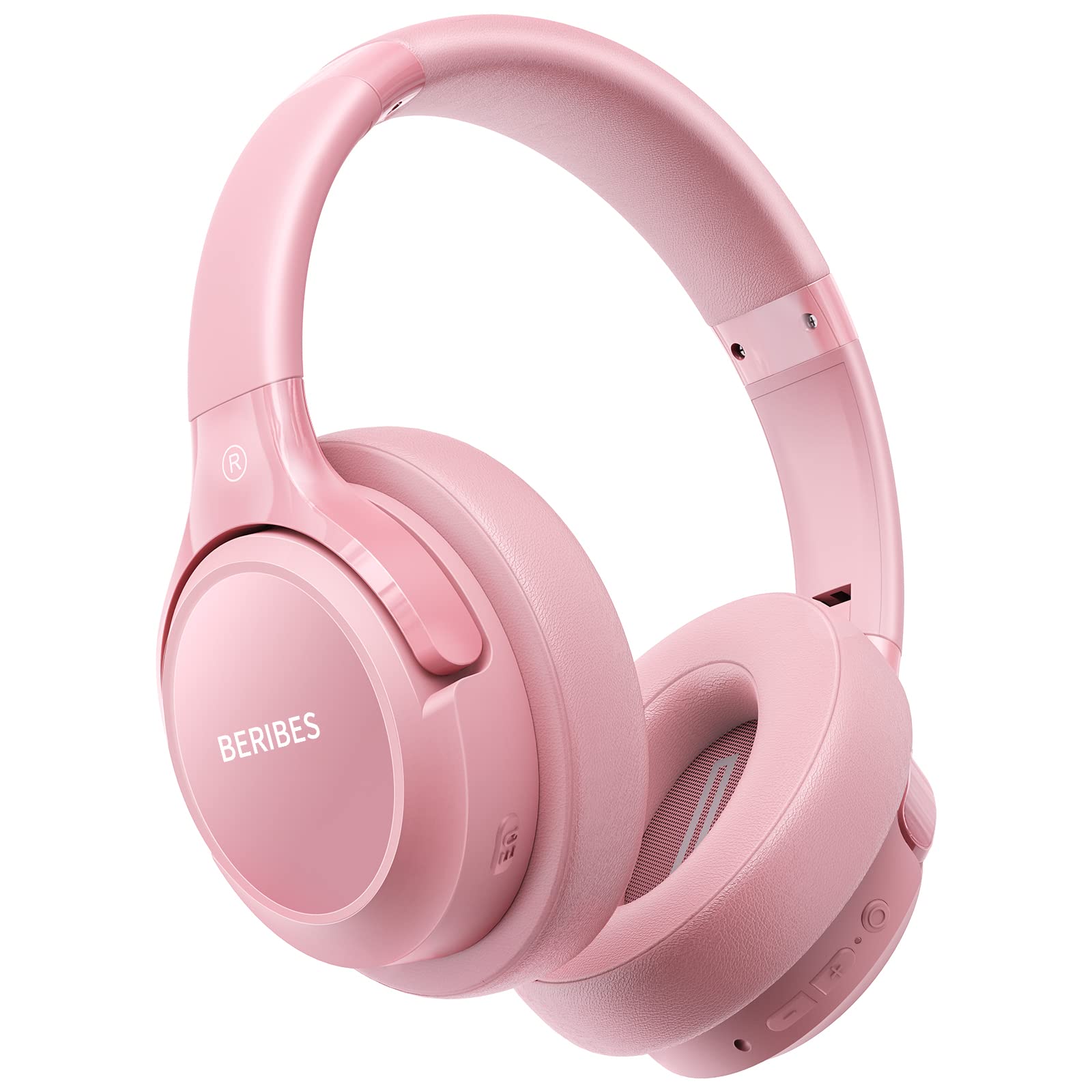 هدفون بی سیم بلوتوث Over Ear، BERIBES با 65 ساعت پخش و 6 حالت موسیقی EQ با میکروفون، هدفون های هایفای استریو تاشو و سبک، باس عمیق برای منزل، دفتر کار، گوشی موبایل، کامپیوتر و غیره.(صورتی فوشیا)
