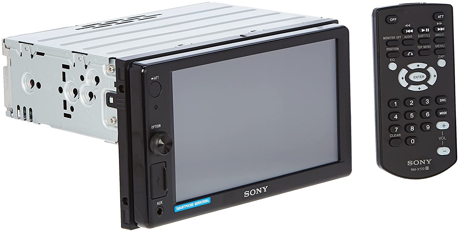 سیستم استریو اتومبیل بلوتوث Sony XAV1500+XSFB161E با Weblink Cast و بلندگوی دو کاناله، رنگ سیاه