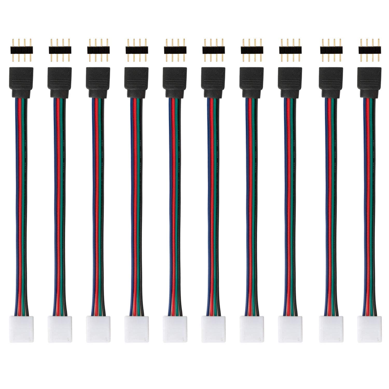 کابل وایر و کانکتور مرد و زن RGB چهار پین MAKINGTEC به همراه 10 عدد پلاگ مرد چهار پین، کانکتور نوری برای نوار نوری LED RGB 5050 3528 (10 بسته)