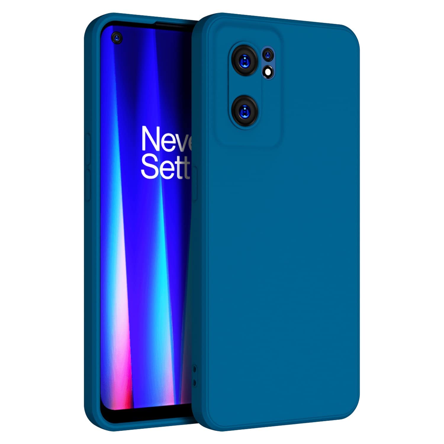 کاور پشتی مخملی نرم سیلیکون مایع مات Muzz برای Oneplus Nord Ce 2 5G با داشتن دستمال میکروفایبر داخلی، حفاظت دوربین، ضد ضربه، کاور پشتی باریک برای Oneplus Nord Ce 2 5G (آبی)