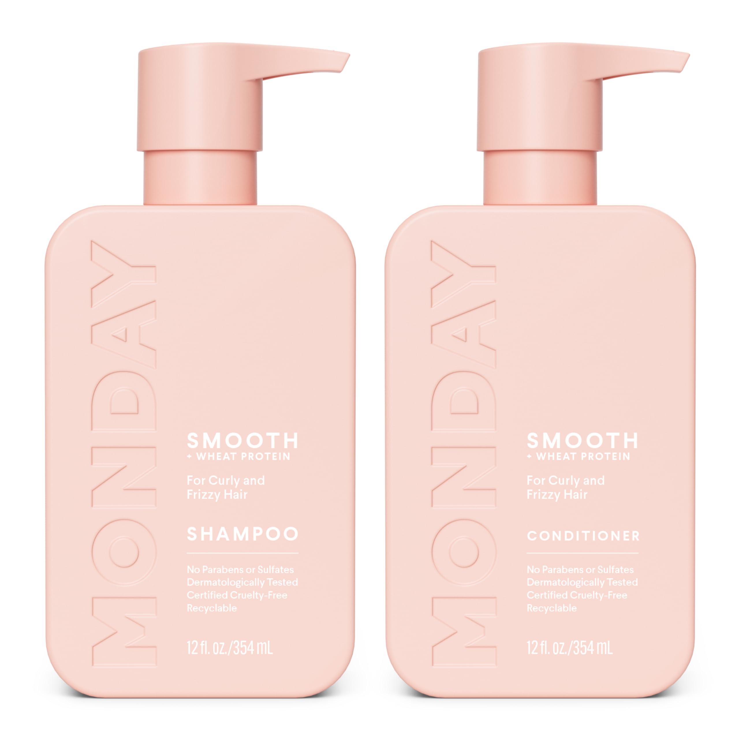 محصول مراقبت از موهای دوشنبه MONDAY HAIRCARE شامپو + کاندیشنر موهای صاف مجموعه حمام (2 بسته) هرکدام 12 اونس برای موهای پریشان، خشن و موج‌دار، ساخته شده از روغن نارگیل، کره شی و ویتامین E، بطری‌های قابل بازیافت 100%