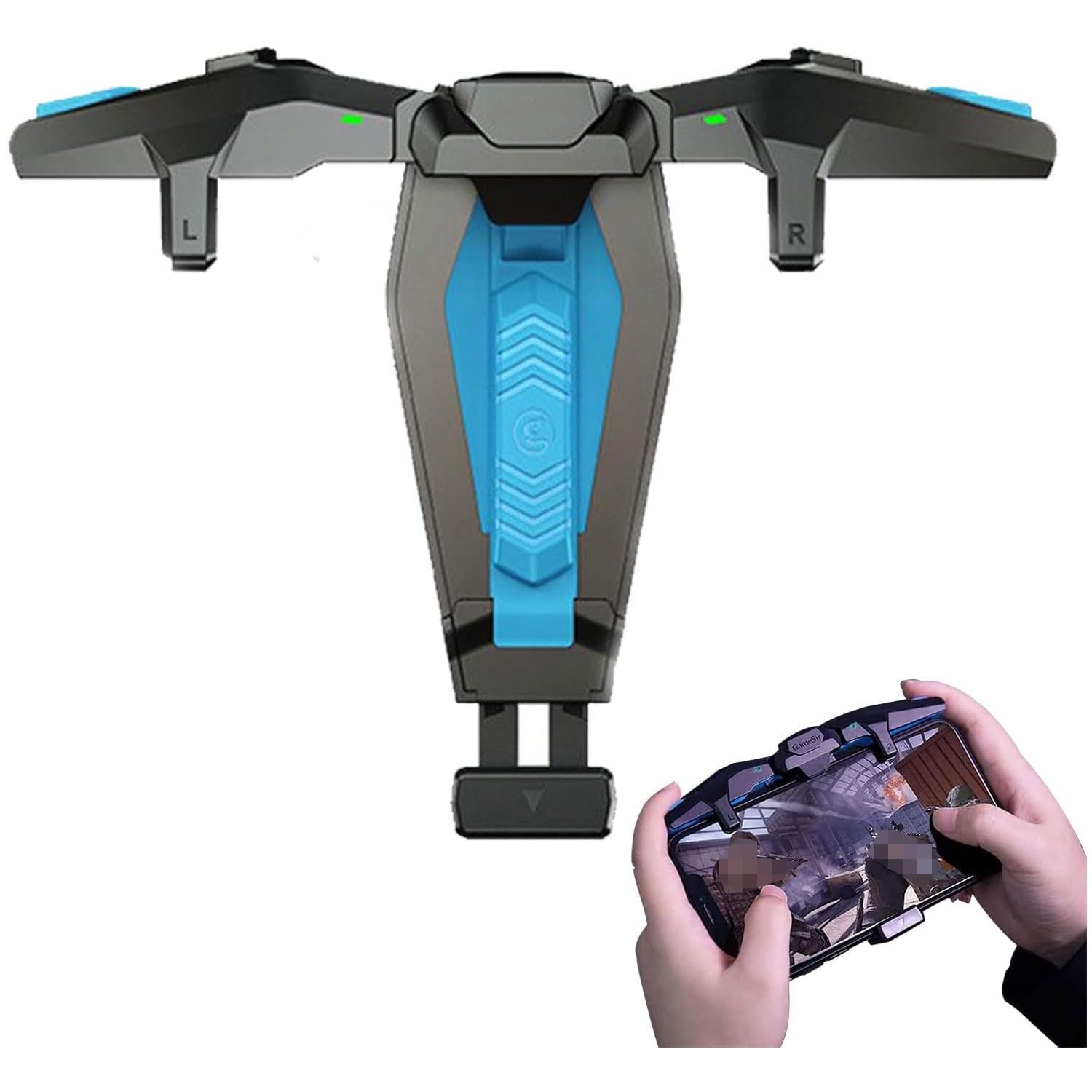 کنترلر بازی موبایل ExeCfore Triggers Gaming Controller F4، کنترلر بازی موبایل F4 Falcon برای PUBG/Fortnite/Call of Duty، کنترلر حساس Shooter Joysticks Aim & Fire Trigger برای IOS و Android