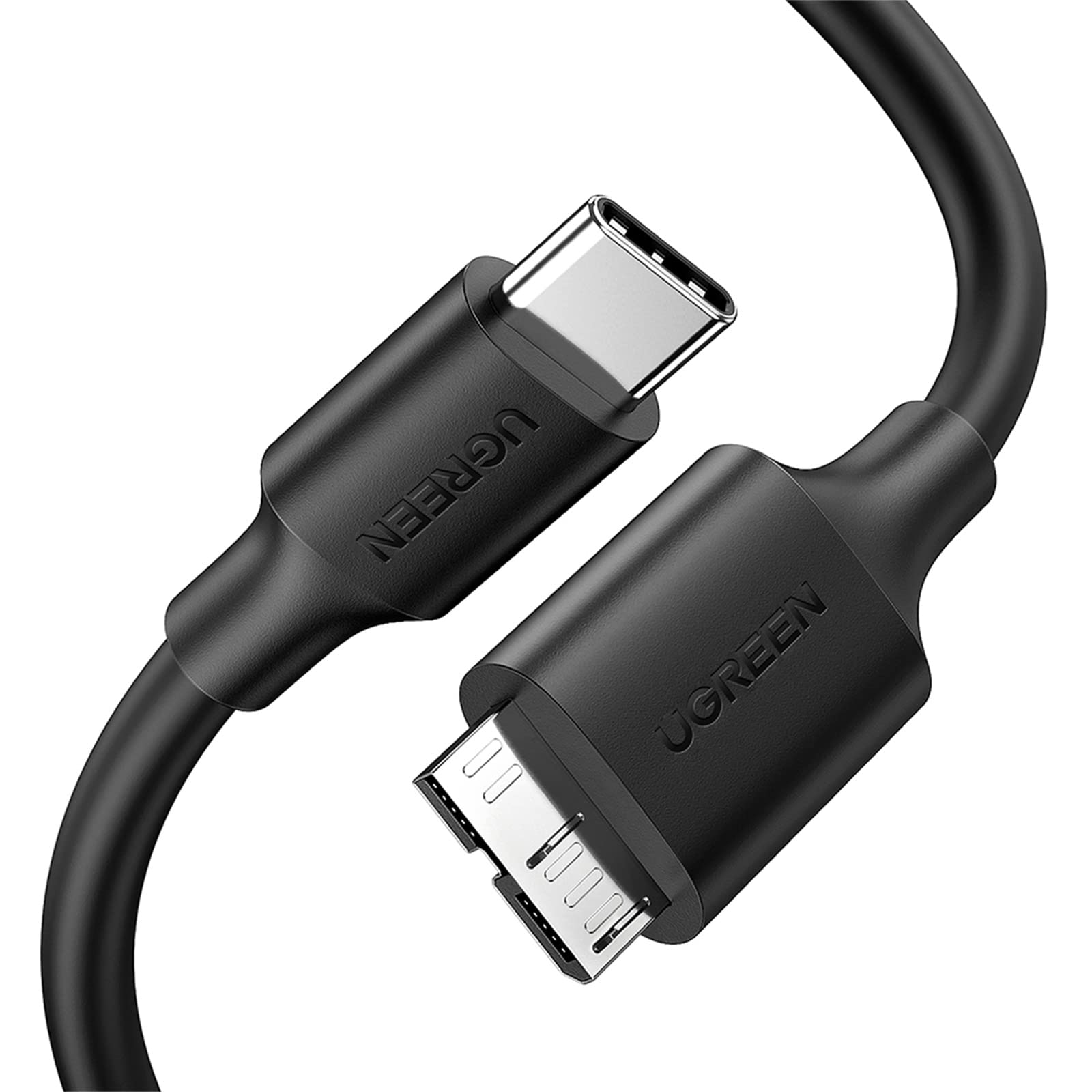 کابل هارد دیسک یوجین یو این USB C ۰.۲۵ متری میکرو B به نوع C که سازگار با هارد دیسک‌های قابل حمل USB ۳.۰ SSD مانند WD My Passport، Seagate Expansion/Backup Plus، Toshiba Canvio، LaCie Rugged، Maxtor و Samsung می‌باشد.