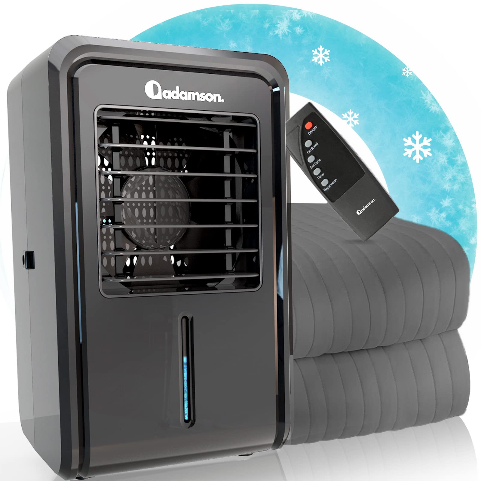 سیستم خنک‌کننده تخت خواب Adamson B10 - جدید ۲۰۲۳ - توپر خنک کننده متریال نخی ۱۰۰٪ برای شبانه روز رعایت نشدن - خنک کننده تخت آبی مناسب برای آدم‌هایی که به زودی گرم می‌کنند - تویین - ۷۵ اینچ طول و ۳۹ اینچ عرض - ضمانت تولیدکننده ۵ ساله - رنگ مشکی
