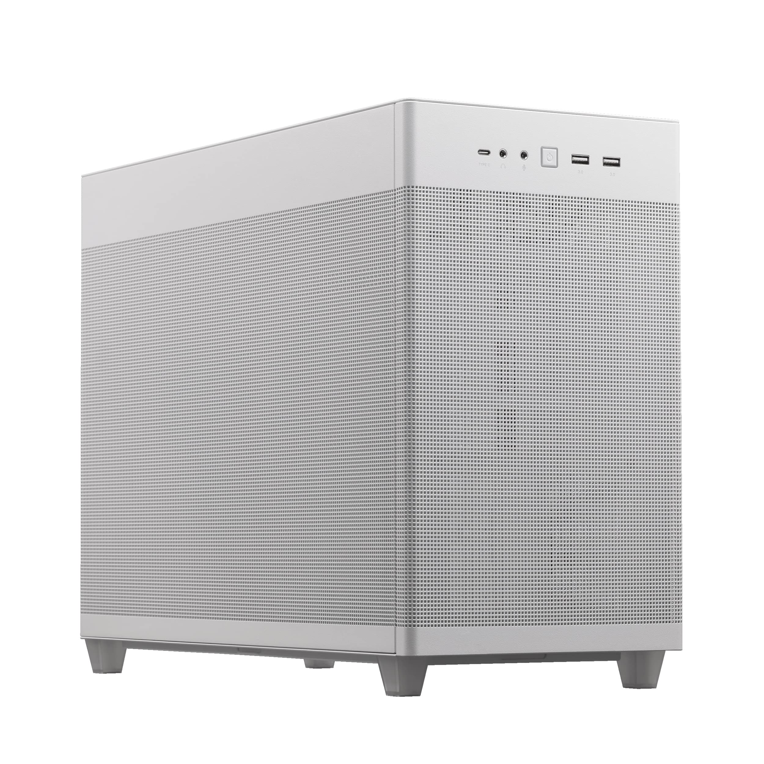 کیس ASUS Prime AP201 33 لیتری MicroATX سفید با پانل‌های جانبی بدون ابزار و مش فیلتر نوع کوآسی، با پشتیبانی از کولرهای 360 میلی‌متری، کارت‌های گرافیکی با طول تا 338 میلی‌متر و منابع تغذیه استاندارد ATX Mesh AP201|Mesh|White