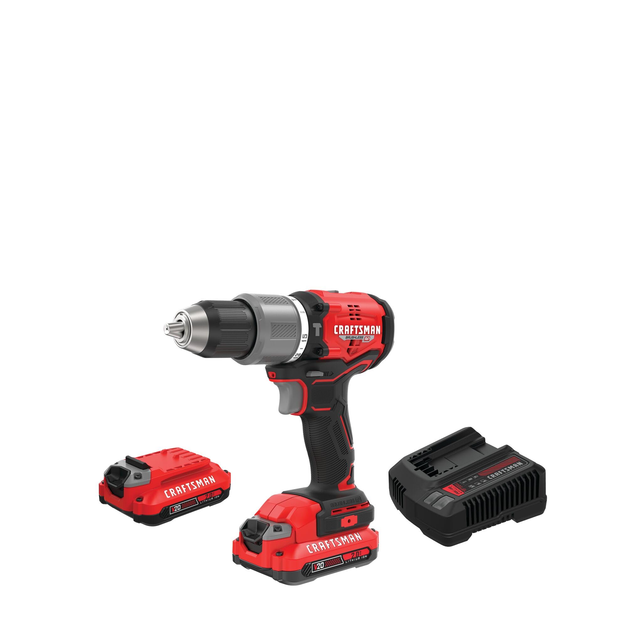 کیت دستگاه چکشی بی‌سیم CRAFTSMAN V20، 1/2 اینچ، شامل 2 باتری و شارژر (CMCD732D2)