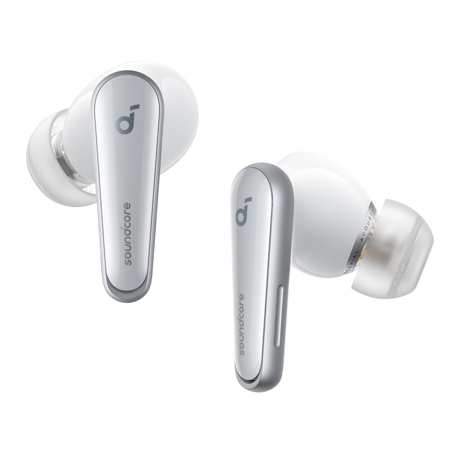 Soundcore توسط Anker Liberty 4، گوشواره های لغو نویز، گوشواره های بی‌سیم واقعی با ACAA 3.0، درایورهای دینامیک دوگانه برای صدای پریمیوم Hi-Res، صوت فضایی با حالت‌های دوگانه، حس‌گر ضربان قلب جدید کاملاً سفید