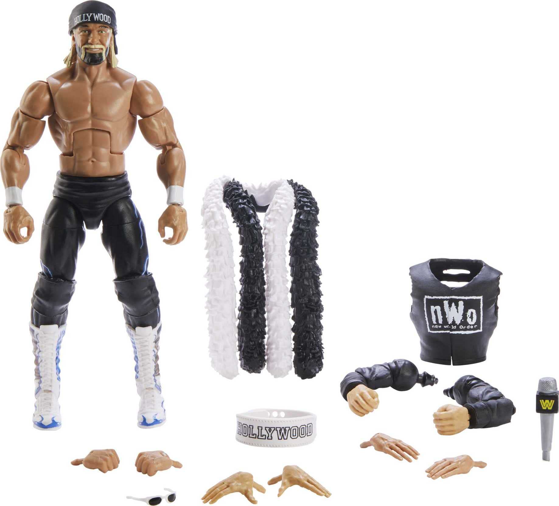 مجسمه عملیاتی Mattel WWE "هالیوود" هالک هوگان WrestleMania Elite Collection با لوازم جانبی و بخش‌های ساخت "مین" جین اوکرلوند، 6 اینچ مدرن