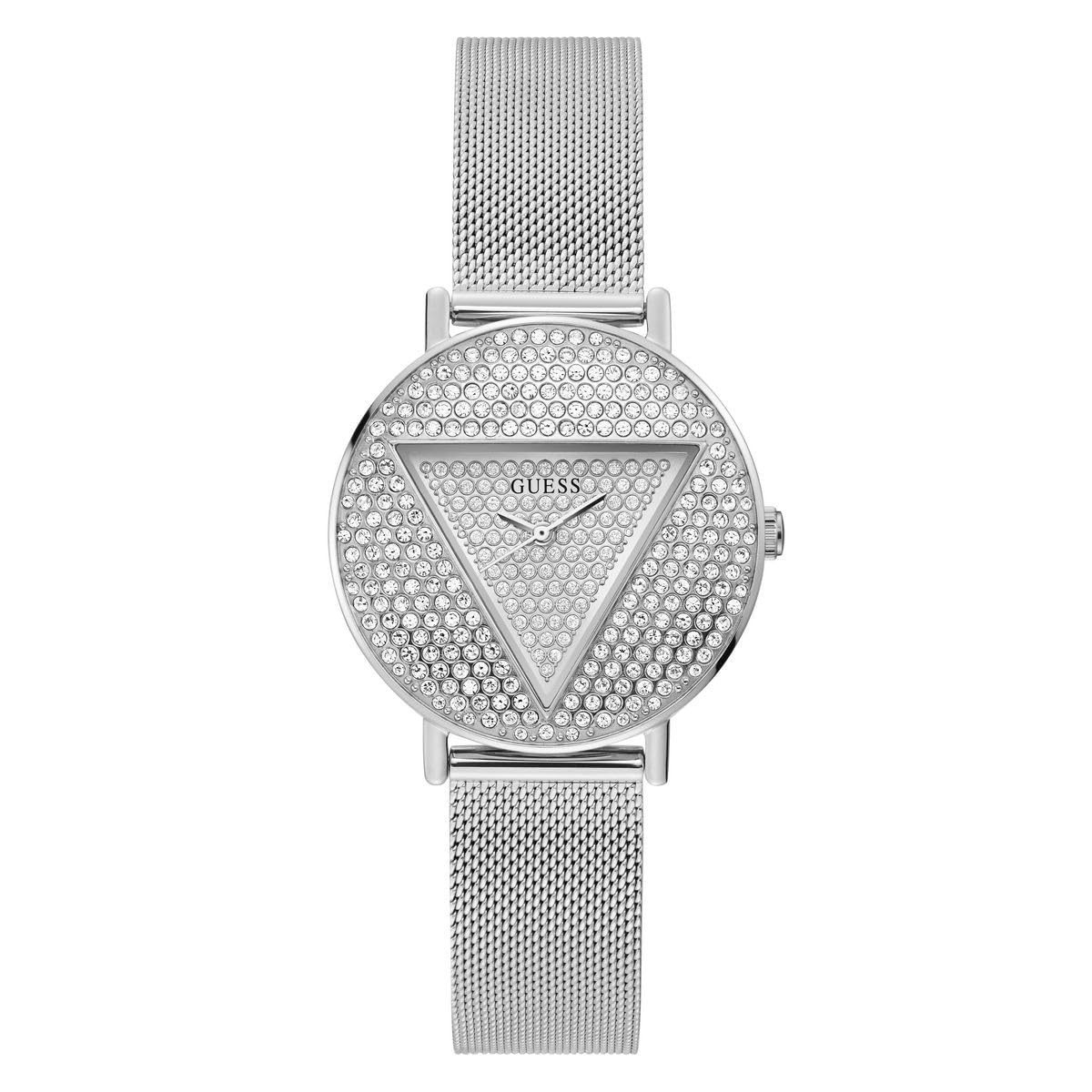 ساعت آنالوگ لوگوی زنانه GUESS نقره ای