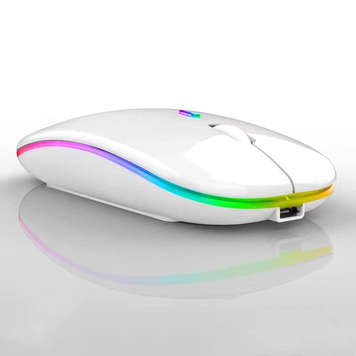 ماوس بی‌سیم قابل شارژ مدل MEALQ MANYU ماوس باریک قابل حمل با نور LED USB 2.4 گیگاهرتز و بلوتوث 5.2 ماوس بی‌صدا برای لپتاپ ویندوز/مک کامپیوتر PC