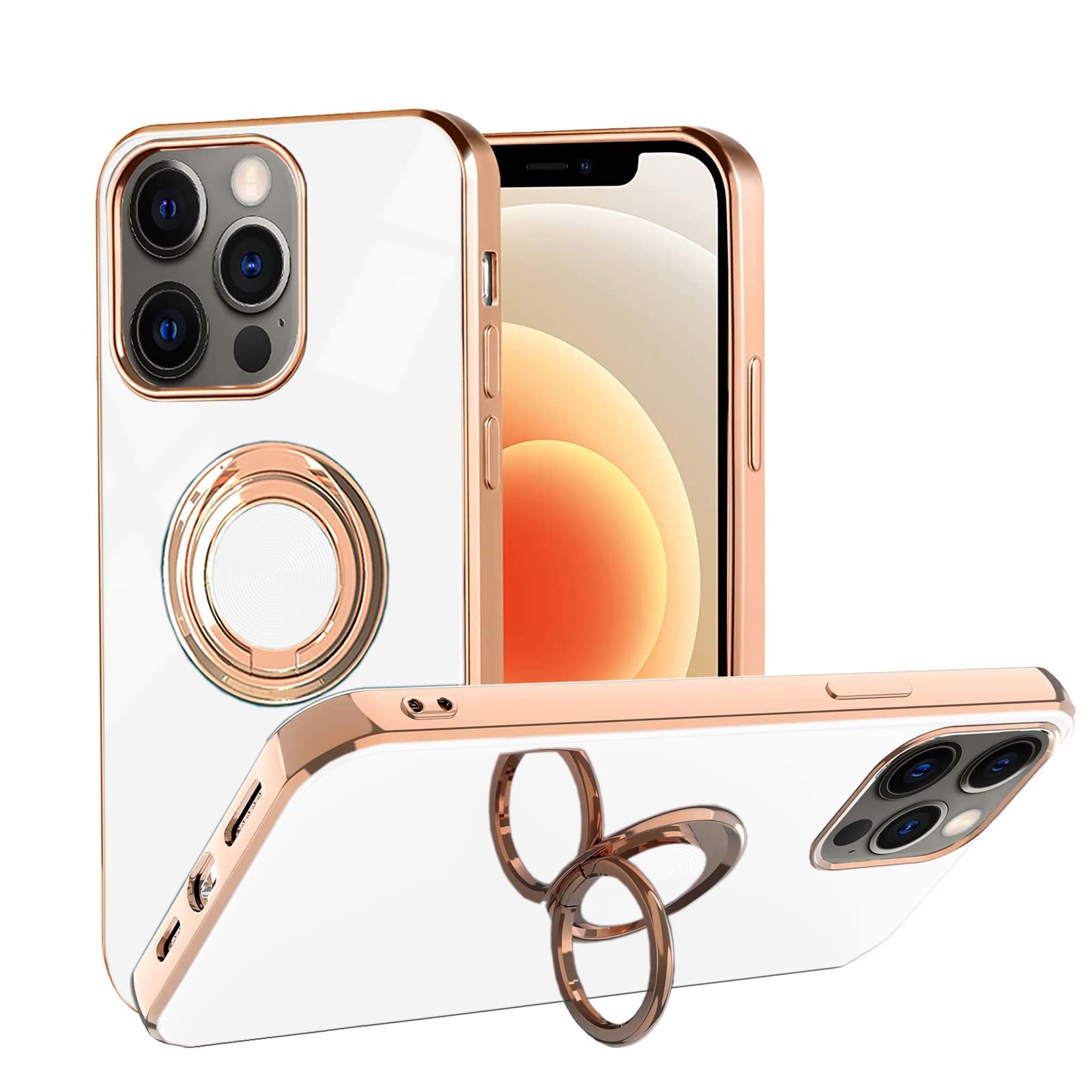 طراحی NA برای iPhone 14 Pro Case ، لبه TPU نرم رگلاژ 360 درجه چرخش حلقه دار حامله پشتیبانی کننده ضد خش پوشش کار با نصب مغناطیسی خودرو (iPhone 14 Pro ، سفید) iPhone 14 Pro سفید