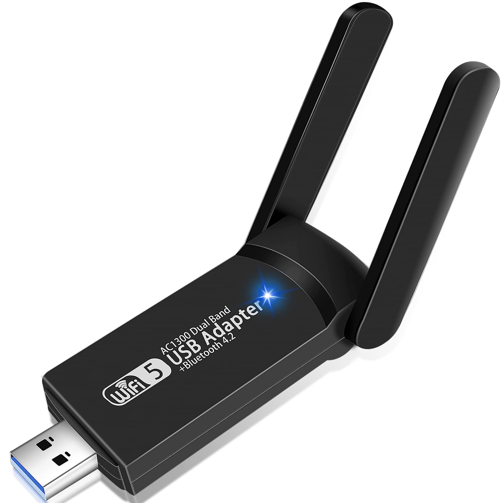 مبدل WiFi Bluetooth TYCA USB ،دو باند 1300Mbps دوگانه 2.4 / 5GHz گیرنده خارجی شبکه بی سیم ، دانگل WiFi کوچک برای کامپیوتر / لپ تاپ / دسکتاپ