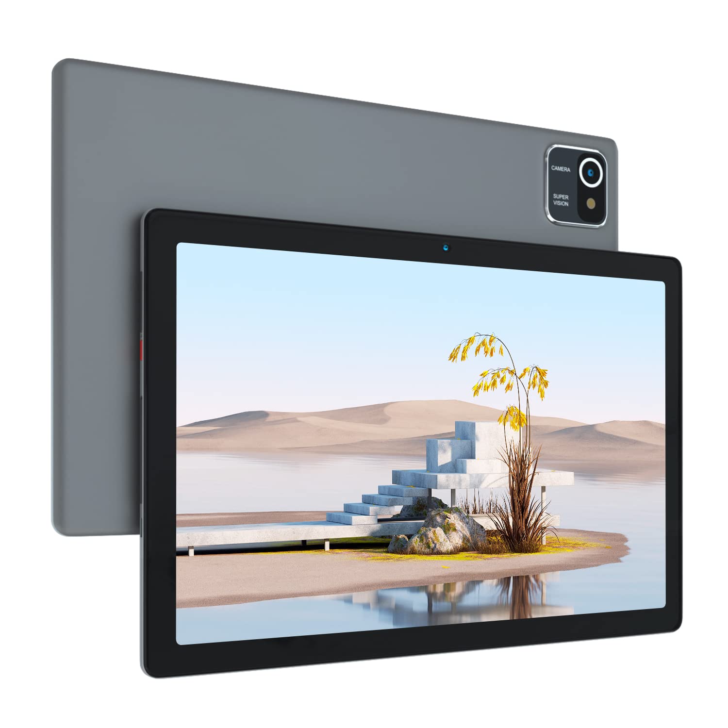 تبلت کودکان Keenlove 10.1 "HD با صفحه نمایش لمسی LCD محافظت از چشم اندروید 12 تبلت برای کودک پردازنده چهار هسته‌ای باطری 5000mAh WiFi بلوتوث دوربین های دوگانه محافظت در برابر ضربه (خاکستری)