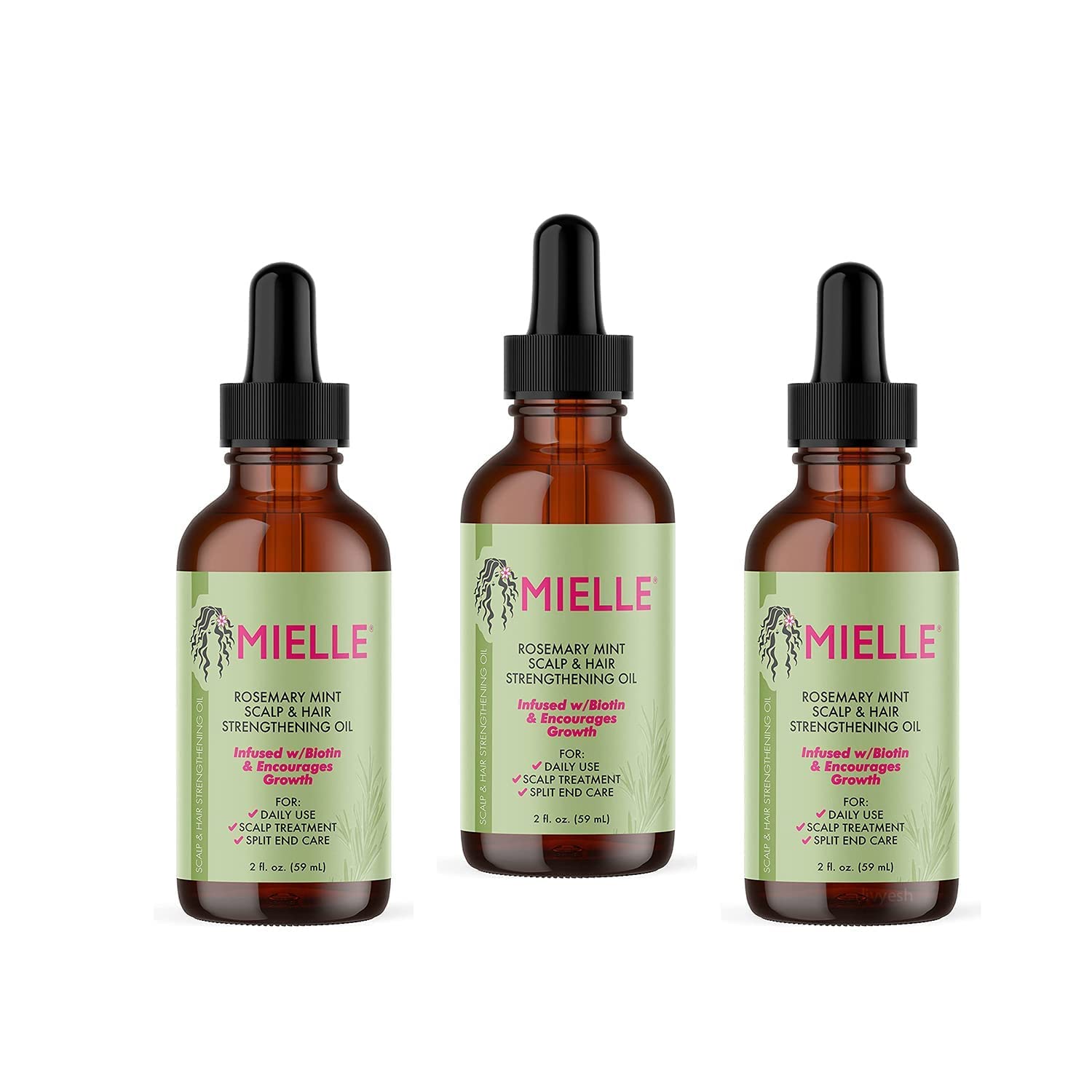 روغن تقویت‌کننده مو و پوست سر روزماری منی (Mielle Organics) /Healthy Hair Growth/ /2 اونس (59 میلی لیتر) / (بسته 3 عدد)، 59 میلی لیتر (بسته 3 عدد)، 2.0 اونس، 177.44 میلی لیتر، 3