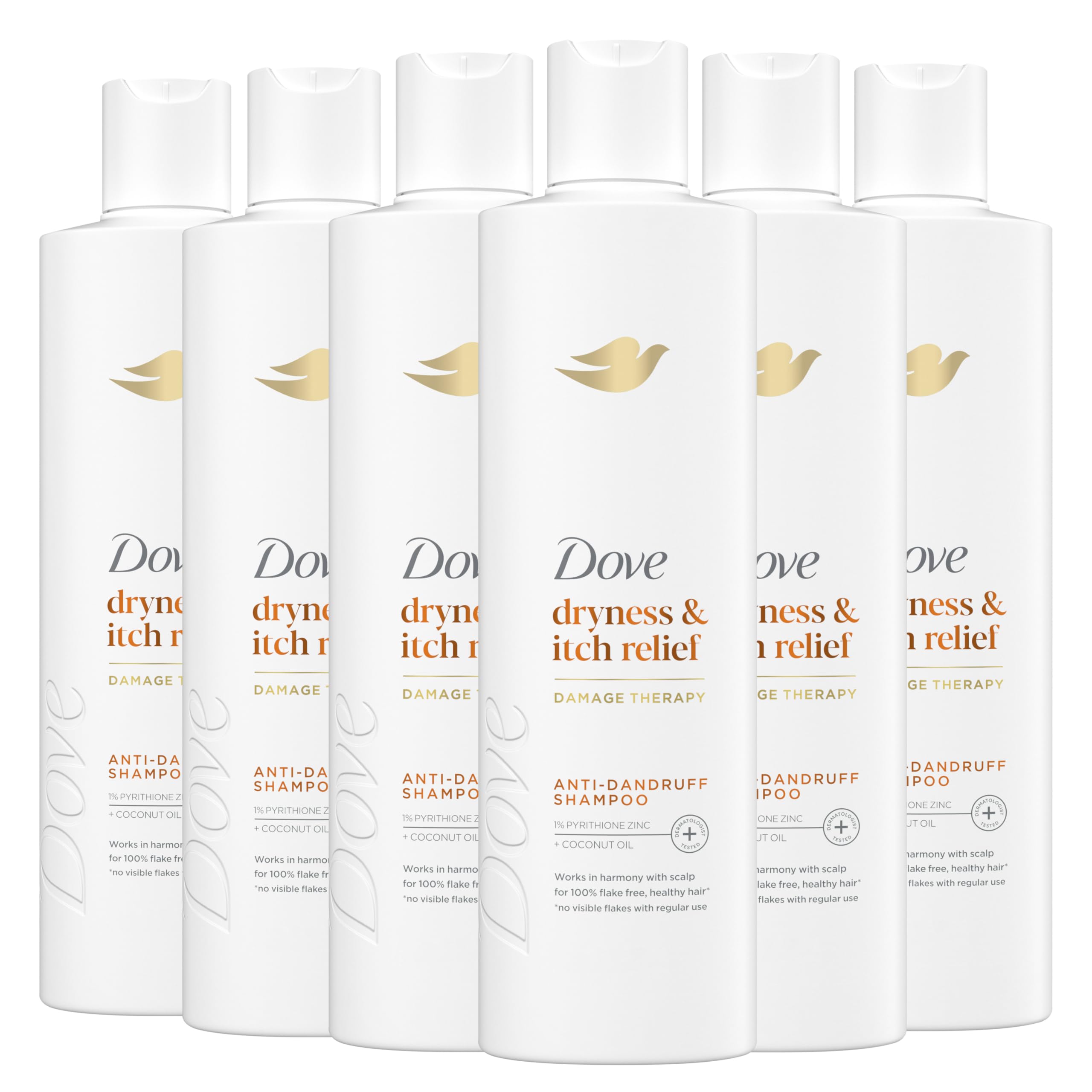 شامپو ضد شوره Dove DermaCare Scalp برای خشکی و خارش پوست سر، درمان خشکی و خارش پوست سر، با پیریتیون زینک ۱۲ اونس، ۶ عدد، حاوی عصاره ۱۲ اونس (بسته‌ای ۶ عددی)