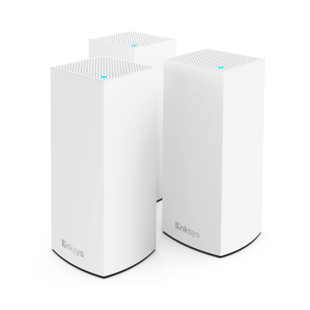 سیستم WiFi 6 مش Linksys Atlas 6 - روتر بی‌سیم دو باند AX3000 - تقویت کننده WiFi با سرعت تا 3.0 گیگابایت بر ثانیه، سرعت 4 برابر برای 75+ دستگاه و 6,000 فوت مربع - 3 بسته، رنگ سفید