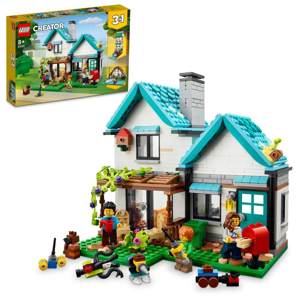 مجموعه اسباب بازی ساخت و مدل LEGO 31139 سه در یک خانه دم دار، کیت ساخت مدل با سه خانه مختلف به همراه فیگورهای خانواده و لوازم جانبی، هدیه ای برای کودکان، پسران و دختران نسخه جدید