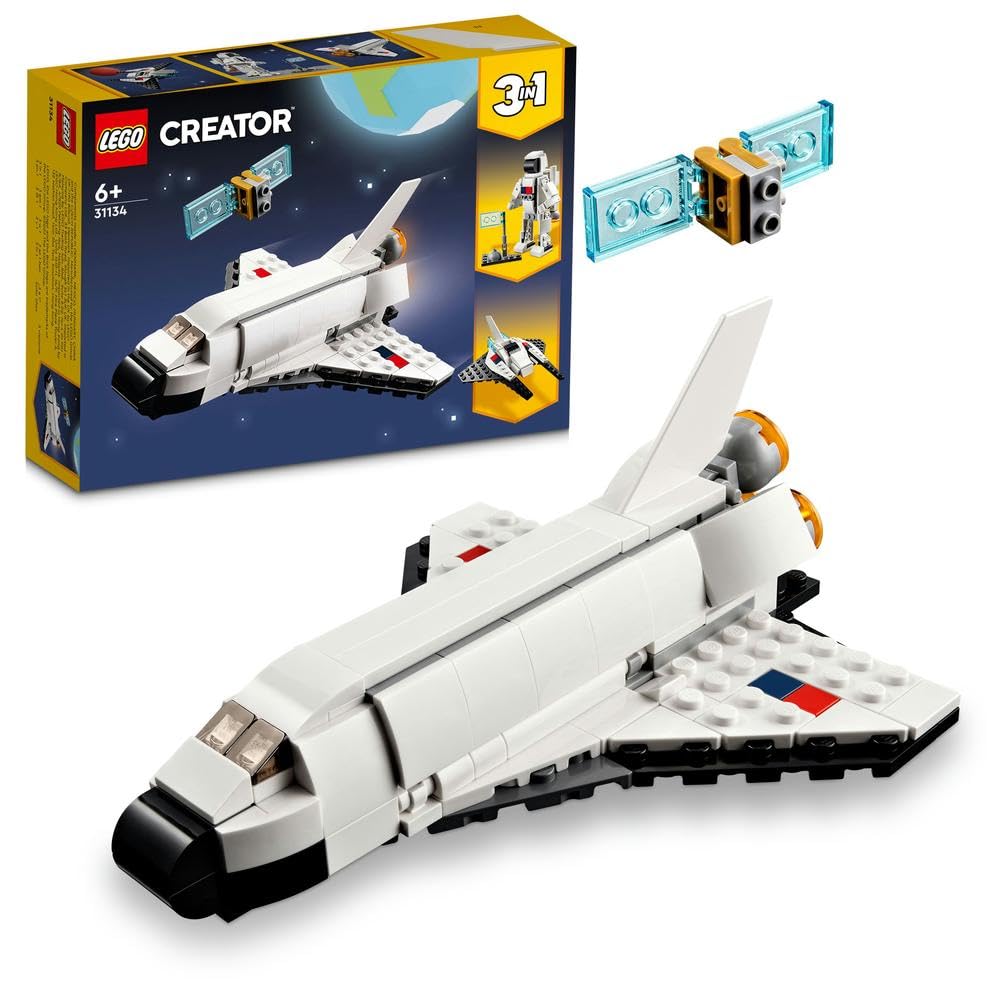 LEGO 31134 Creator 3 in 1 Space Shuttle Toy = اسباب بازی سایپا 3 در 1 سازنده لگو 31134 
Astronaut Figure to Spaceship = فیگور افسر فضانورد به کشتی فضایی
Building Toys for Kids, Boys, Girls Aged 6 and up = اسباب بازی ساختمانی برای بچه ها، پسران، دختران بالای 6 سال
Ramadan Gift Idea for Kids Single = ایده هدیه ماه رمضان برای بچه ها تنها