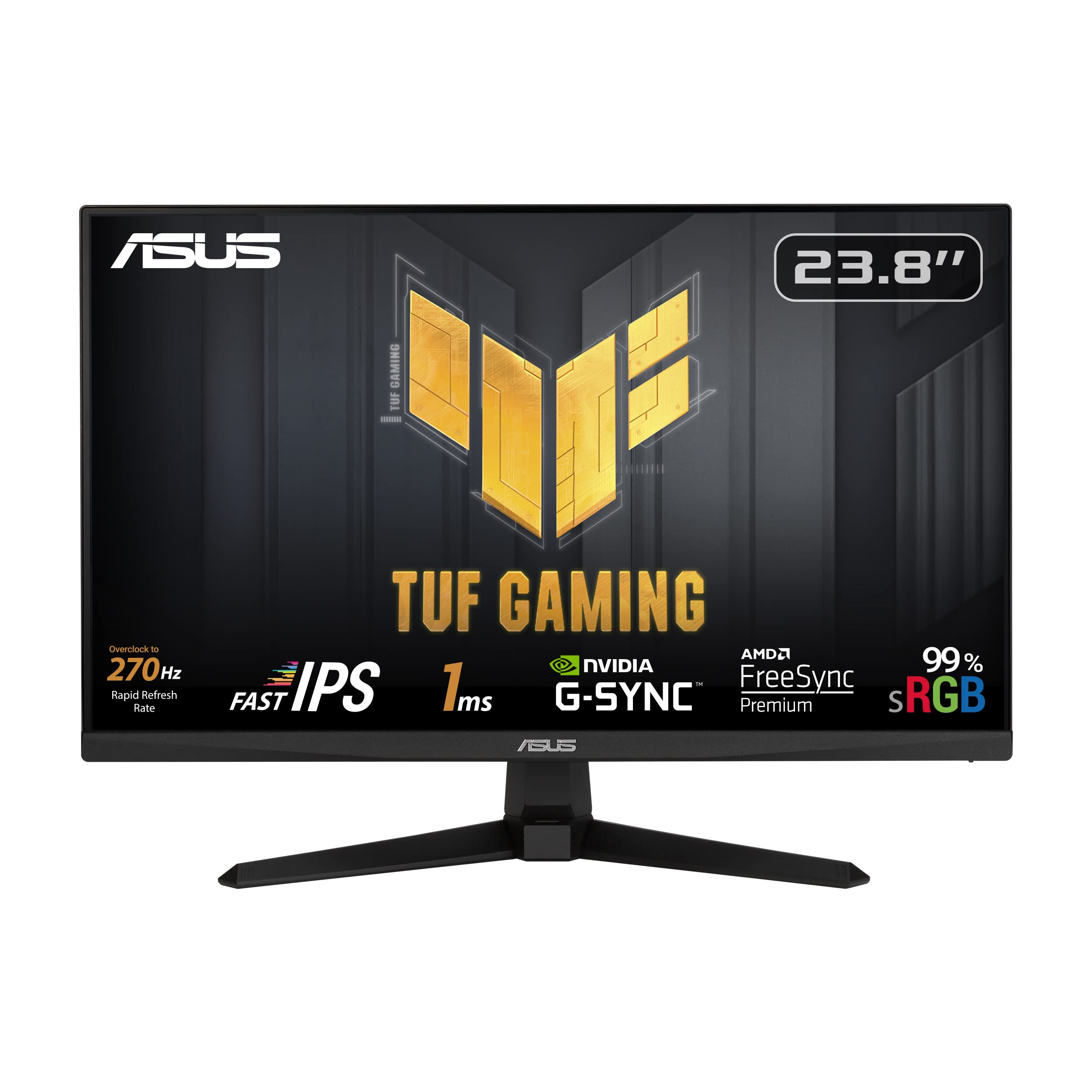 اسوس تاف بازی 23.8 اینچ 1080 پیکسل مانیتور (VG249QM1A) - Full HD، Fast IPS، 270Hz، 1ms، افزایش پردازش حرکتی، بلندگوها، 99% sRGB، سازگاری G-Sync / FreeSync Premium، DisplayPort، HDMI 24 اینچ FHD 270Hz G-SYNC