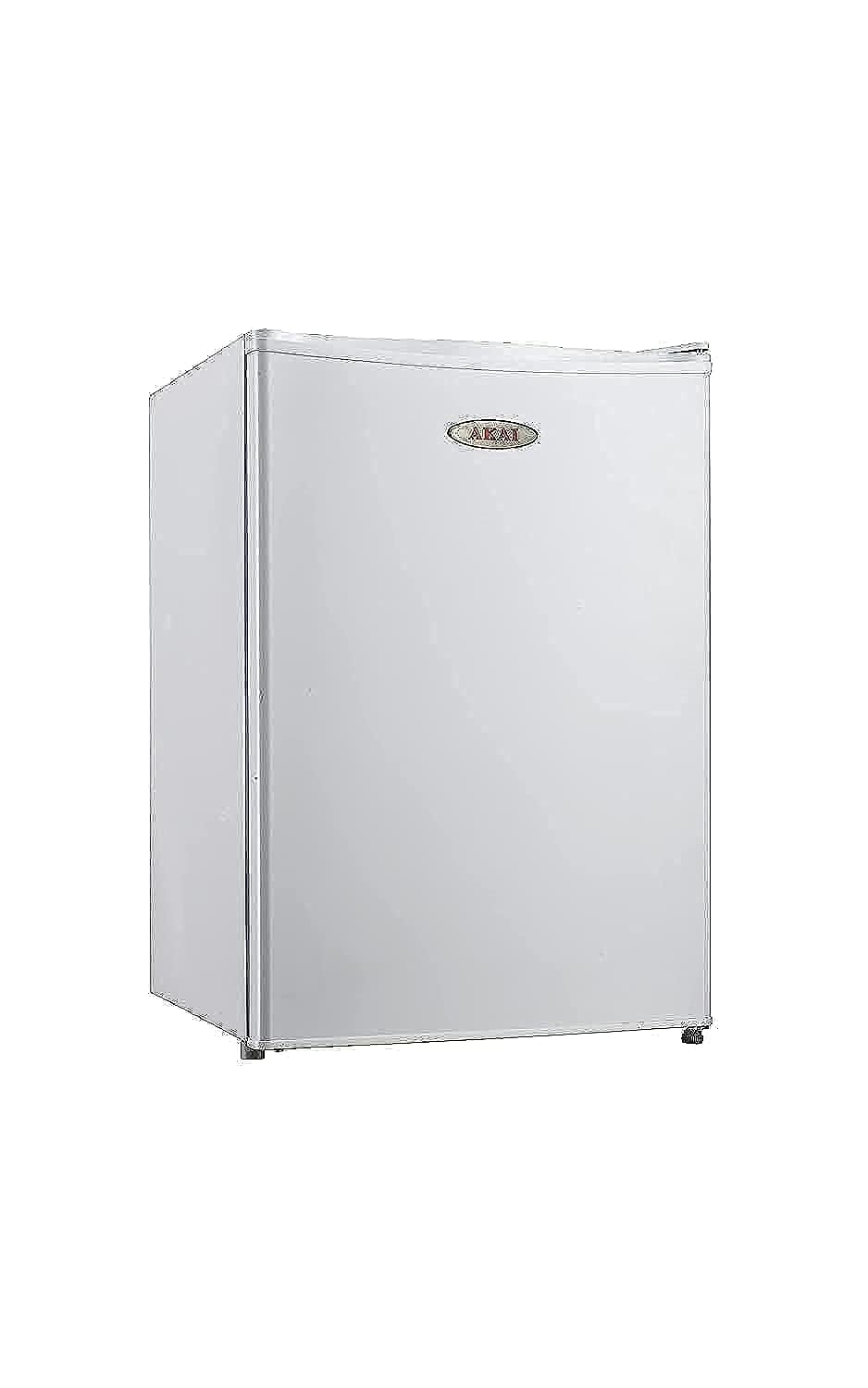 یخچال کوچک تنها در باز کردن Akai 90L با جعبه یخچال، 2 قفسه، قفسه‌های نگهداری بطری، کندانسور داخلی، یخچال کوچک مناسب برای آشپزخانه، اتاق خواب، دفتر 47Dx45Wx67.6H سانتی‌متر سفید RFMA-K90DW6