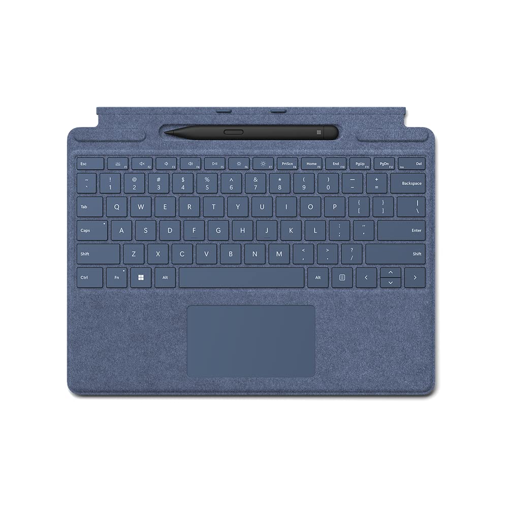 مایکروسافت صفحه کلید امضا شده Surface Pro (آبی یاقوتی) پک کیبورد با Slim Pen 2 | سازگار با Surface Pro (نسخه یازدهم)، Surface Pro 9 و Surface Pro 8. صفحه کلید آبی یاقوتی + خودکار تکی.