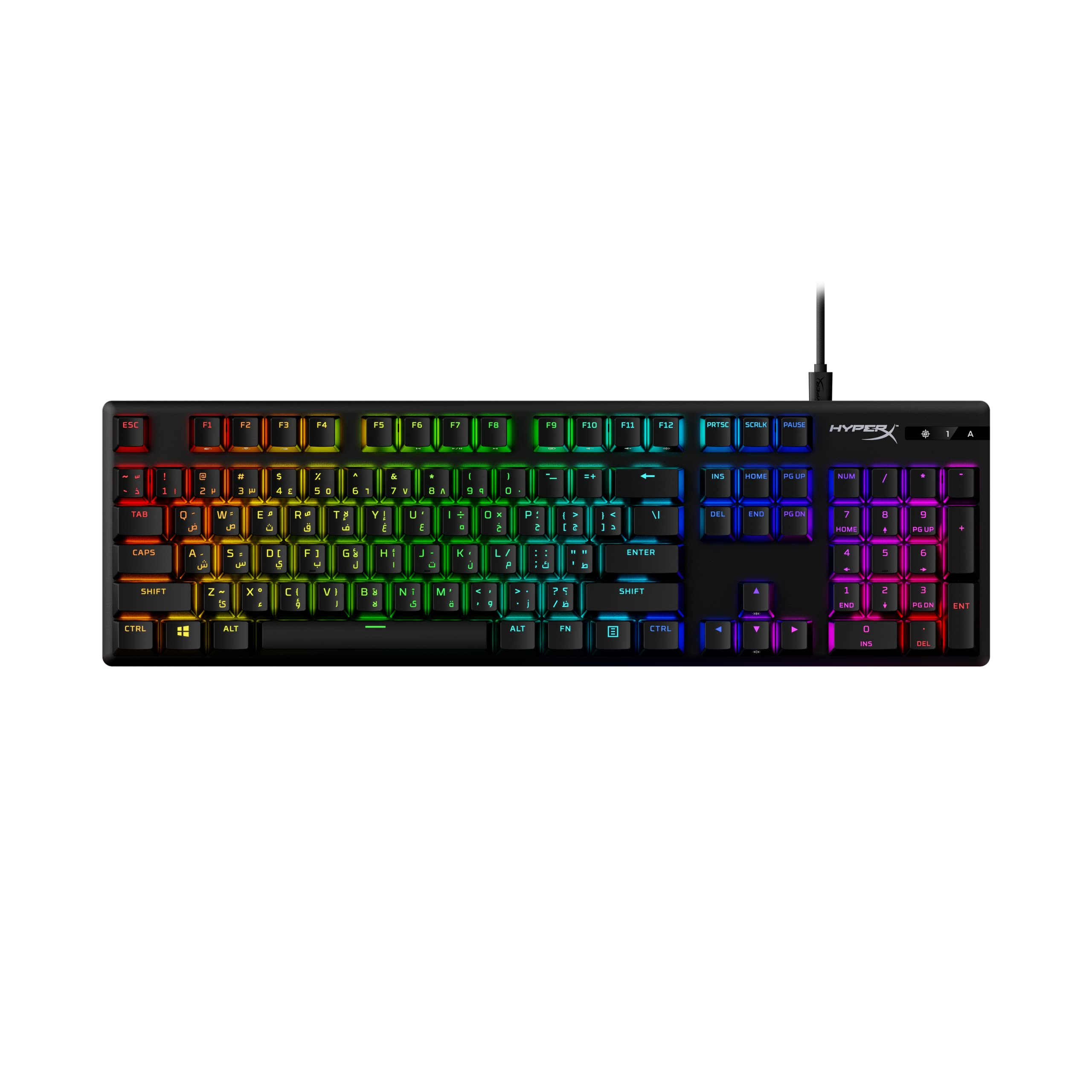 لوحه کلید HyperX Alloy Origins با طرح عربی - PBT انگلیسی/عربی
