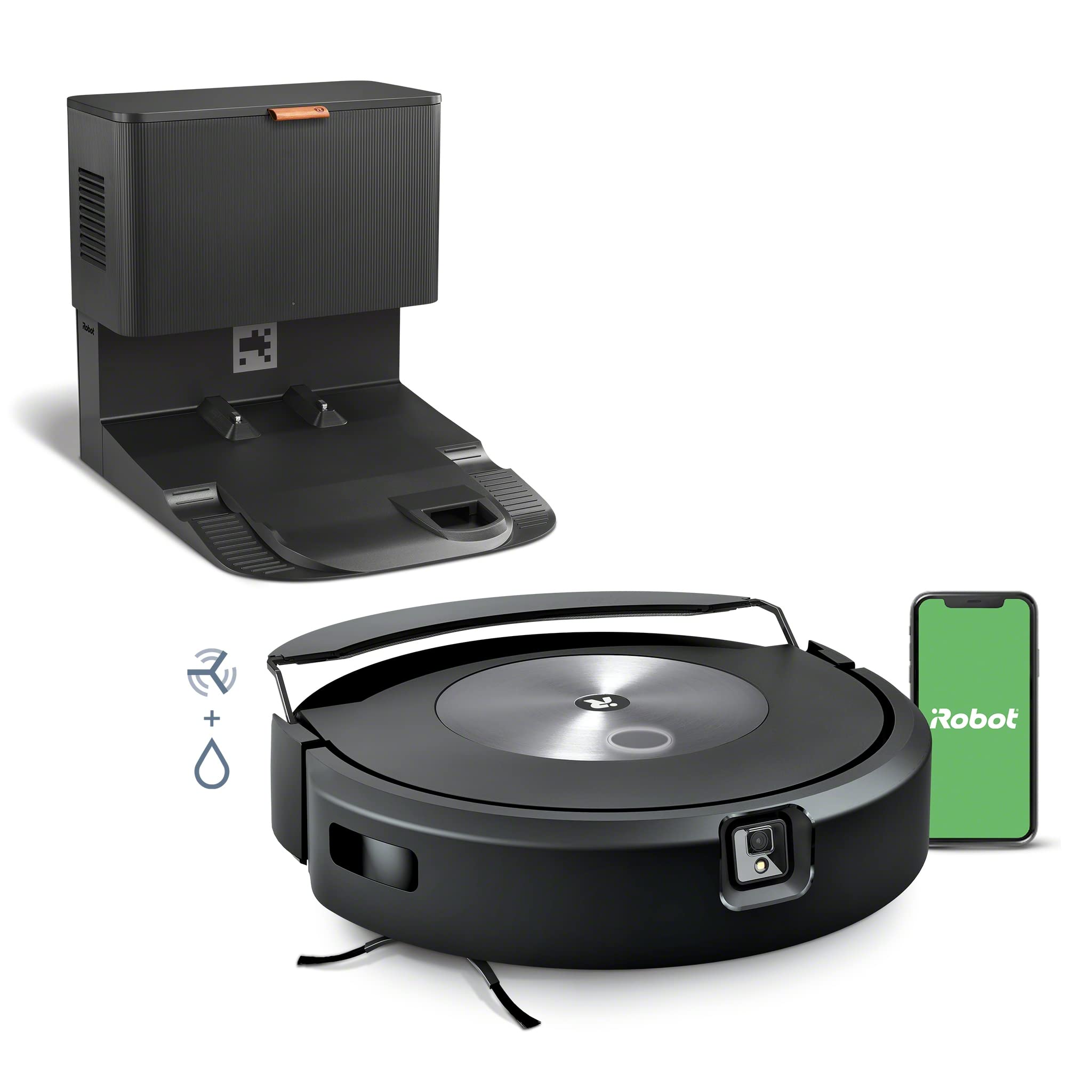 iRobot® Roomba Combo™ j7+، ربات خنک کننده خودخالی کننده و ماپ - به طور خودکار از زمین یا میز میکند بدون نیاز به اجتناب از فرش، موانع را شناسایی و اجتناب می کند، نقشه گیری هوشمند، الکسا، ایده آل برای حیwanات خانگی