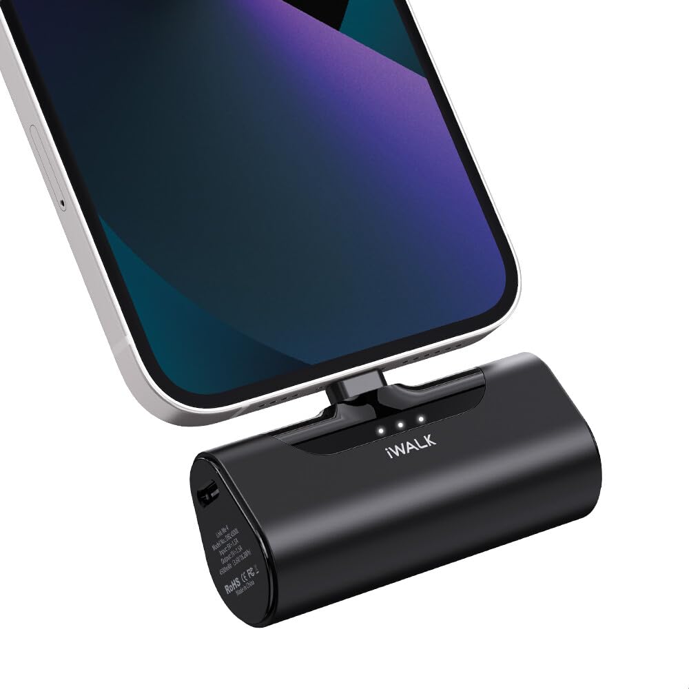 آی واک شارژر قابل حمل کوچک 4500 میلی آمپر بانک تغذیه فوق فشرده باتری جذاب سازگار با آیفون 13/13 پرو مکس/12/12 مینی/12 پرو مکس/11 پرو اكس اس مكس/اكس ار/اكس/8/7/6/پلاس Airpods و بیشتر (مشکی)