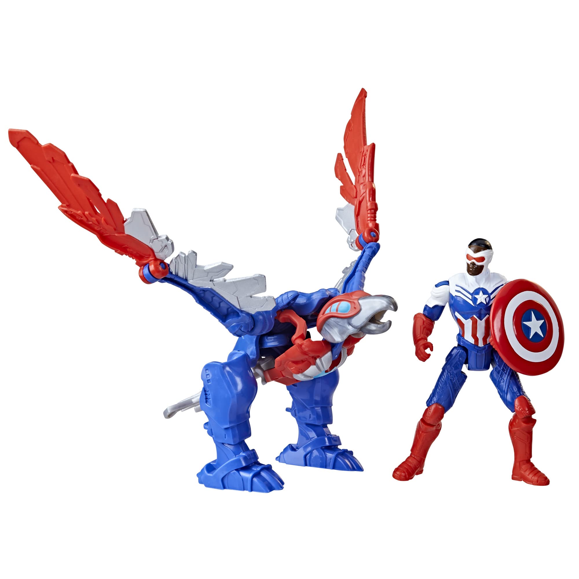 عجله مکاساورهای مکانیکی Marvel Mech Strike ، مجموعه چهار اینچی کاپیتان آمریکا با فیگور اکشن ردوینگ مکاساور ، اسباب بازی های ابرقهرمان برای کودکان با سن چهار سال و بالاتر