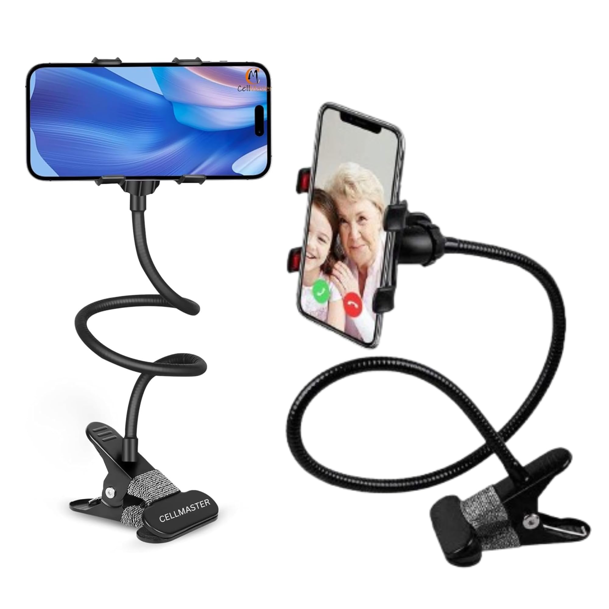 CELLMASTER Metal 360 درجه انعطاف‌پذير قابل حمل قابل تاشي بلند - حامل تلفن همراه تنبيه كننده/ پايه گوزنيك بازوي بلند براي ميز حامل تلفن همراه براي تختخواب دفتر