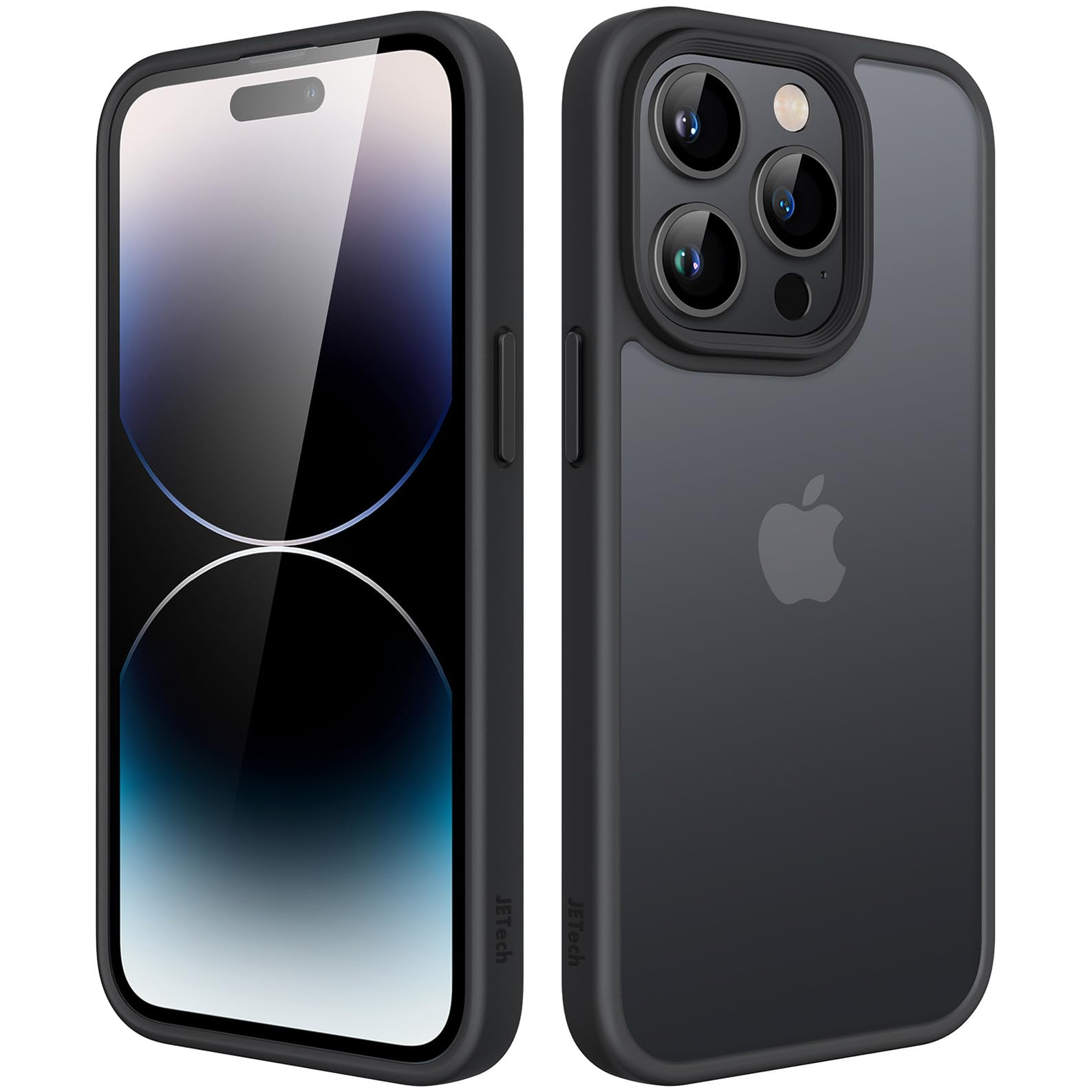کاور مات JETech برای iPhone 14 Pro 6.1 اینچ، محافظت نظامی ضدضربه با کیفیت، پوشش عقب سه تایی مات و شفاف، ضداثرانگشت (مشکی)