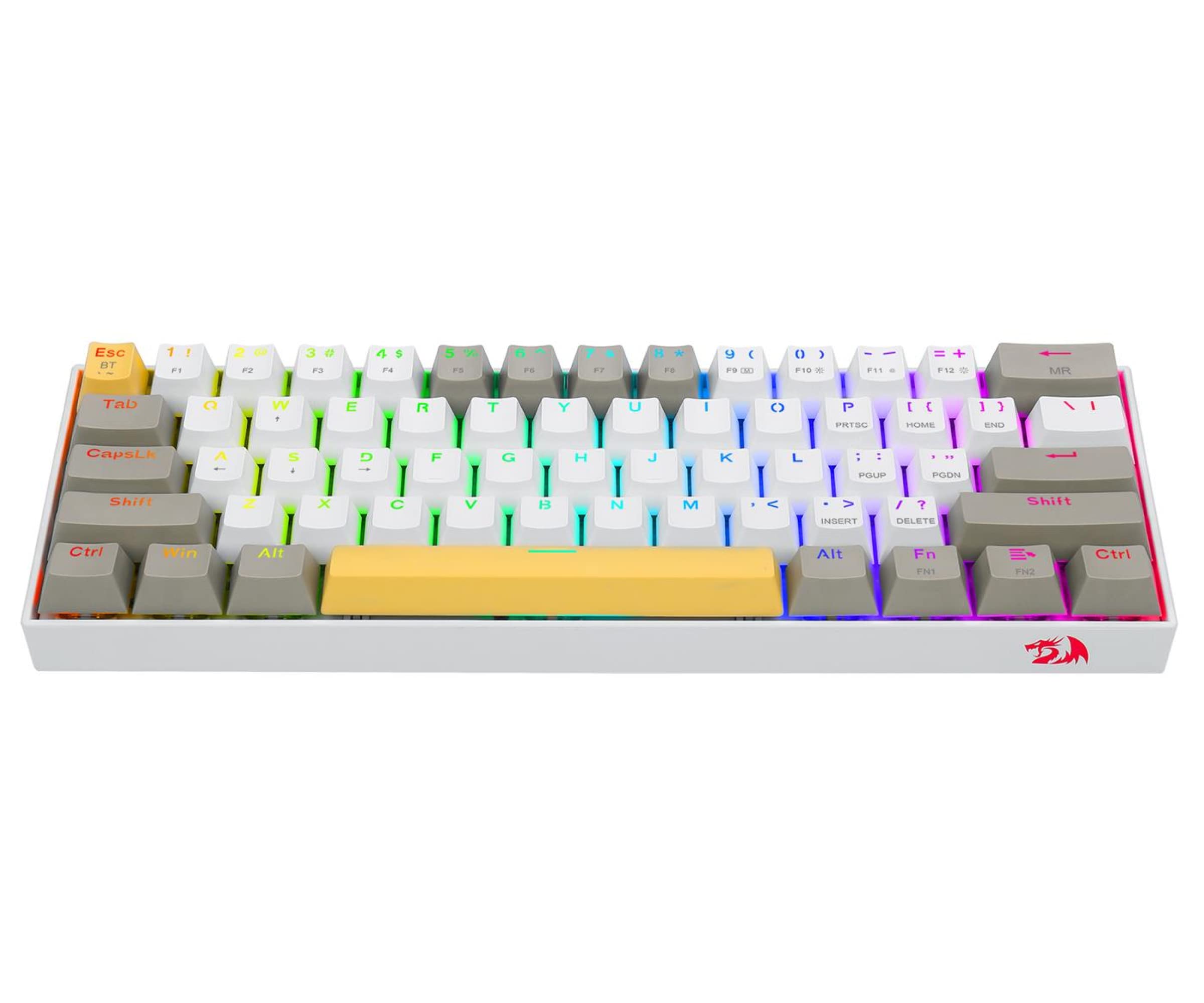 کیبورد بازی مکانیکال کوچک 61 کلیدی Redragon K530 DRACONIC RGB PRO 60% بی سیم 2.4 گیگاهرتز / بلوتوث / سیمی - سوئیچ قهوه‌ای