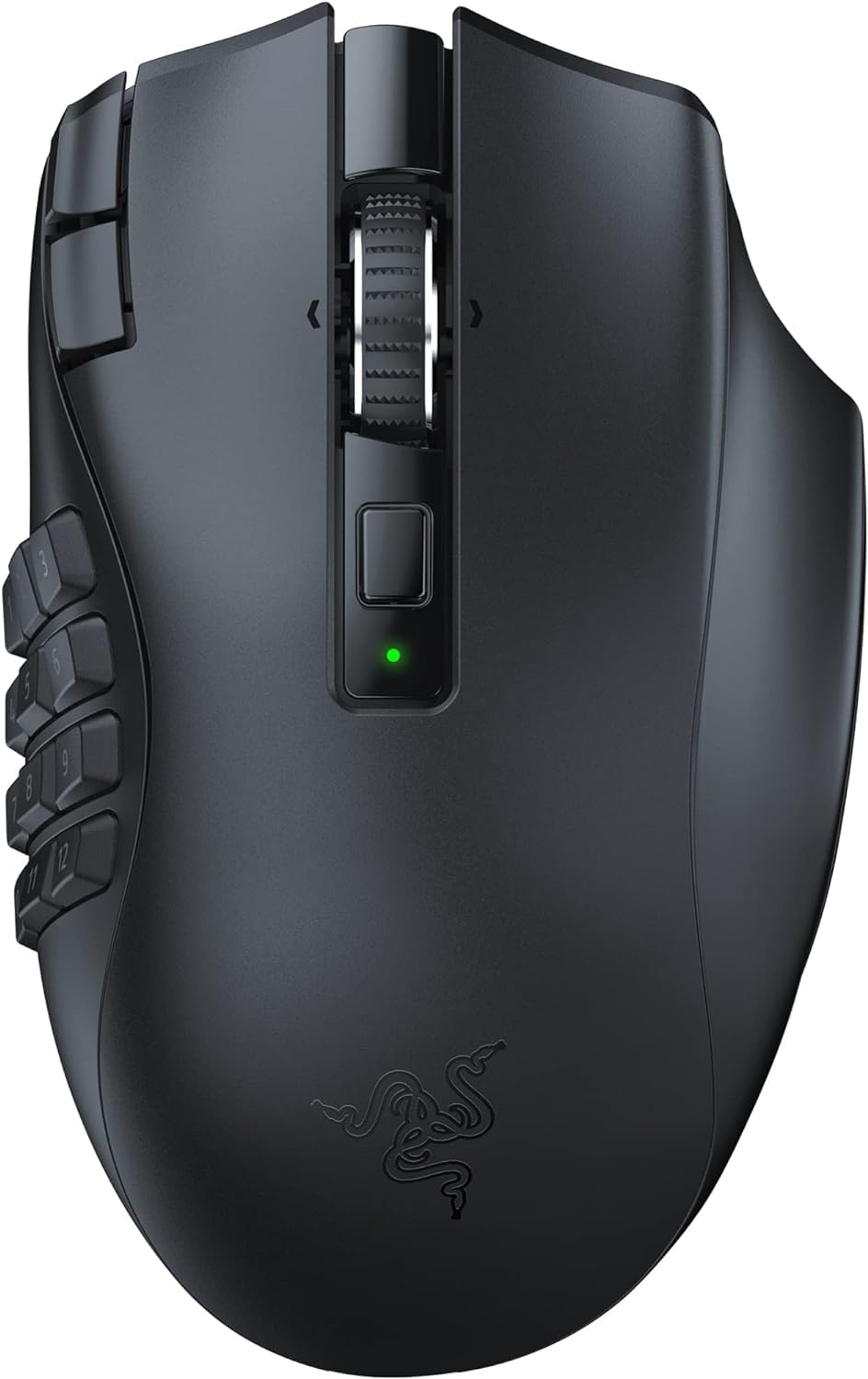 موش زدنی Razer Naga V2 HyperSpeed بی‌سیم برای بازی MMO: 19 دکمه قابل برنامه‌ریزی، فناوری HyperScroll، حسگر اپتیکال Focus Pro 30K، سوئیچ‌های مکانیکی نسل دوم، عمر باتری تا ۴۰۰ ساعت - سیاه کلاسیک بی‌سیم