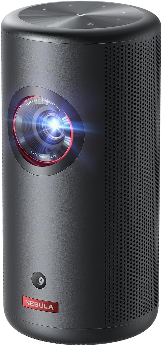 پروژکتور Nebula Capsule 3 Laser 1080p، هوشمند، Wi-Fi، مینی، سیاه، پرتابل، Dolby Digital، لیزر، خودکار فوکوس، تصویر 120 اینچ، باتری داخلی، 2.5 ساعت پخش