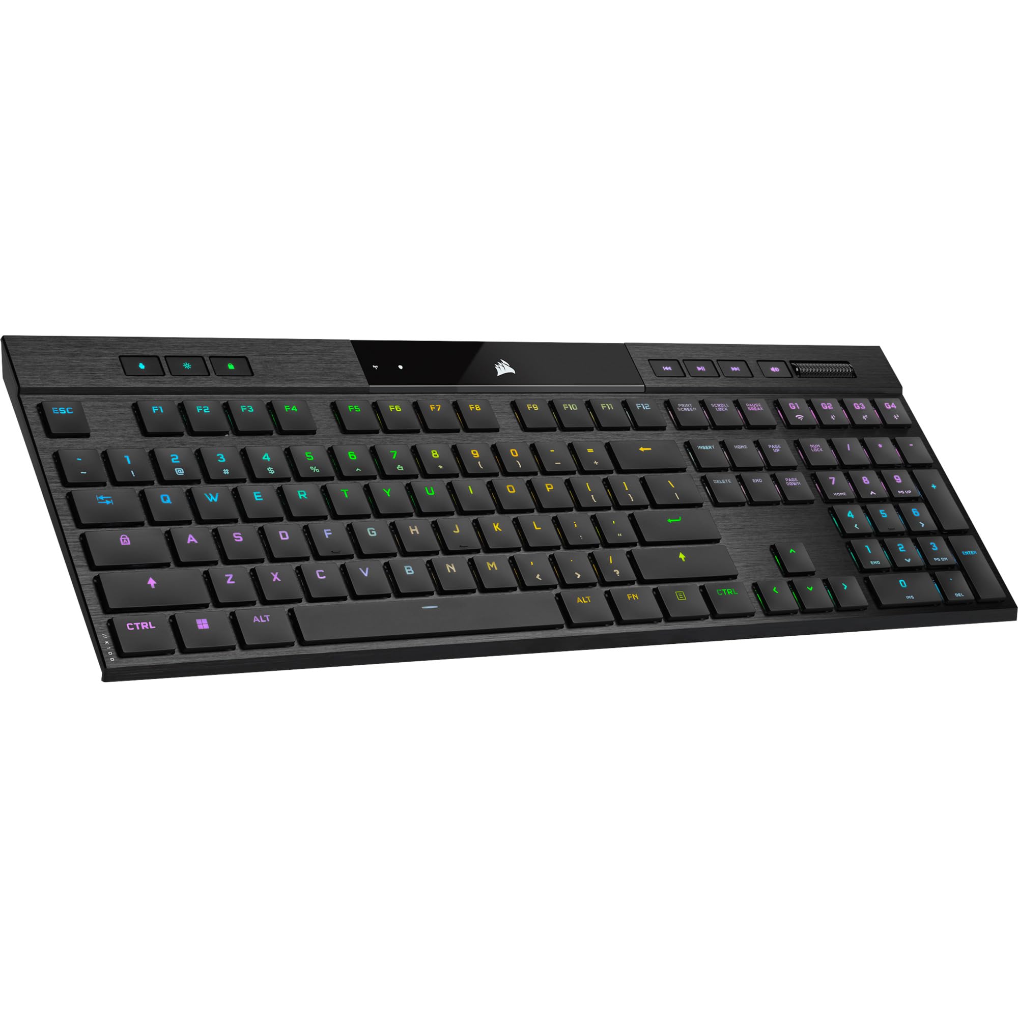 صفحه کلید بازی Corsair K100 RGB AIR بی‌سیم مکانیکی باریک با نورپردازی RGB، مکانیزم چیری ULP Tactile - رنگ مشکی، دکمه‌های سوییچ چیری MX Ultra Low Profile.