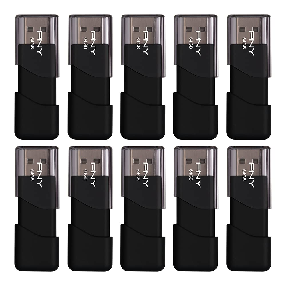 PNY 64GB Attaché 3 USB 2.0 Flash Drive, 10-Pack 64GB FLASH DRIVE - 10 PACK