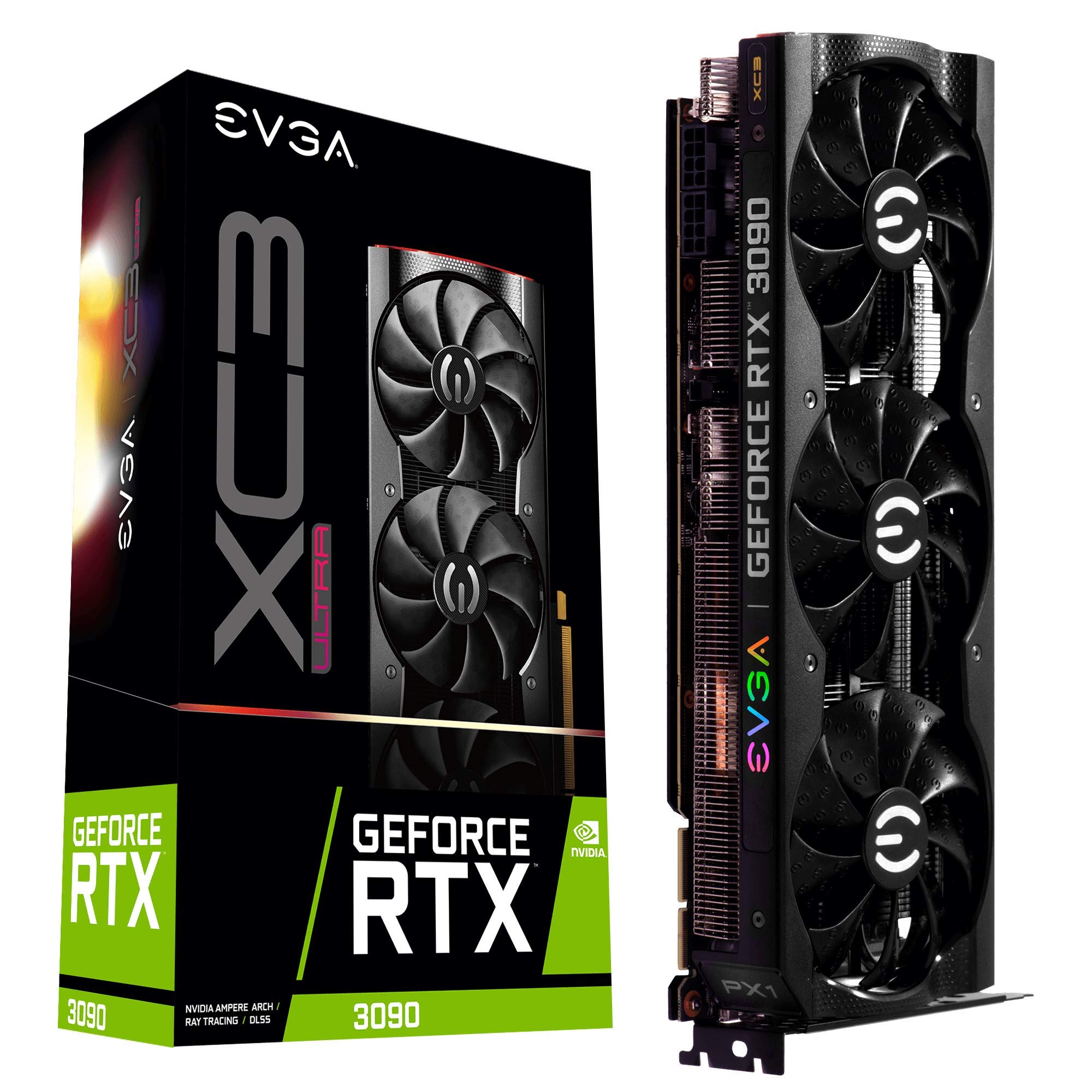 EVGA 24G-P5-3975-KR GeForce RTX 3090 XC3 Ultra گیمینگ، ۲۴ گیگابایت GDDR6X، سیستم خنک‌کننده iCX3، نورپردازی ARGB، صفحه پشتی فلزی (بازسازی‌شده)