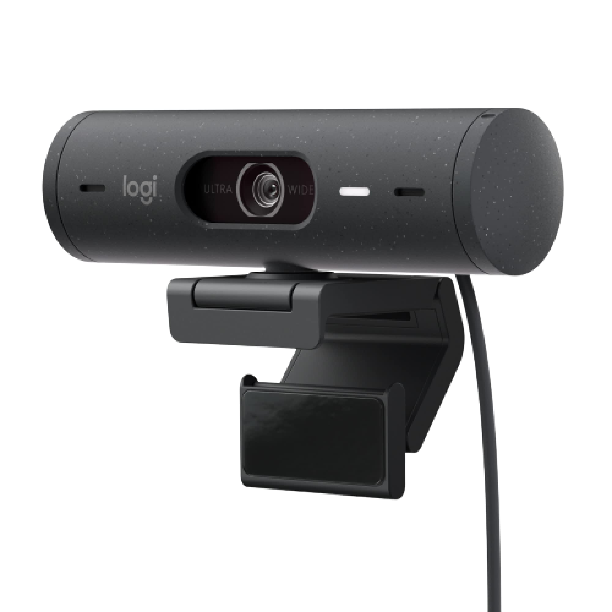 وب‌کم Full HD Logitech Brio 500 با اصلاح کننده نور خودکار، حالت نمایش، دو میکروفون کاهش نویز، پوشش حریم خصوصی وب‌کم، سازگار با Microsoft Teams، Google Meet، Zoom، کابل USB-C - گرافیت