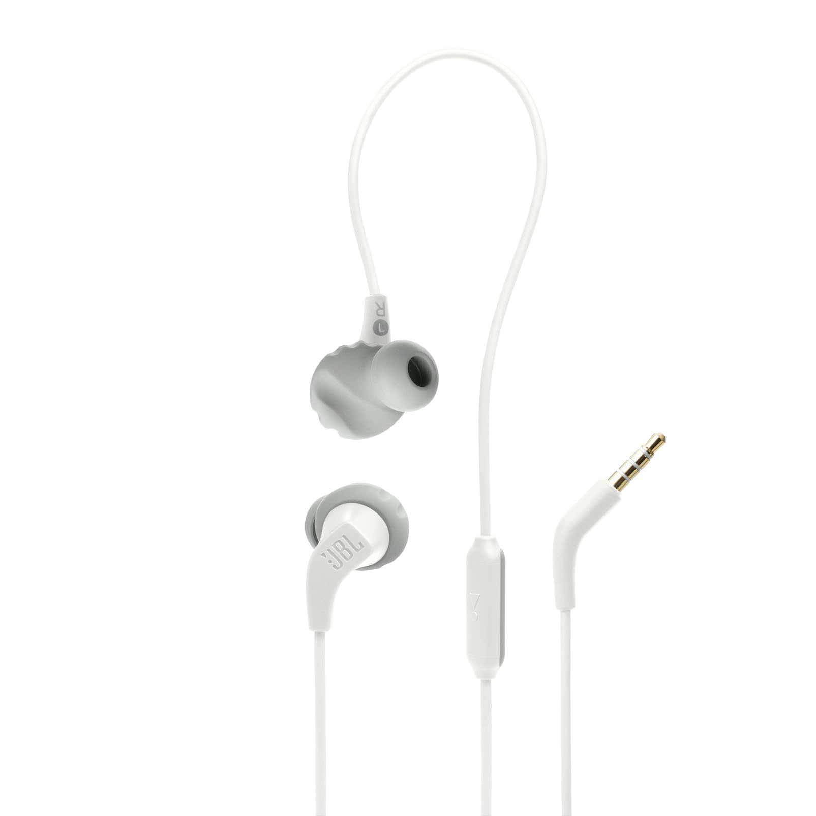 هدفون ورزشی با سیم JBL Endurance Run 2 ضدآب، با طراحی فلیپ هوک، تکنولوژی فلکس‌سافت، ضدآب با استاندارد IPX5، تماس‌های آزاد، گوشواره‌های مغناطیسی - سفید، مدل JBLENDURRUN2WHT