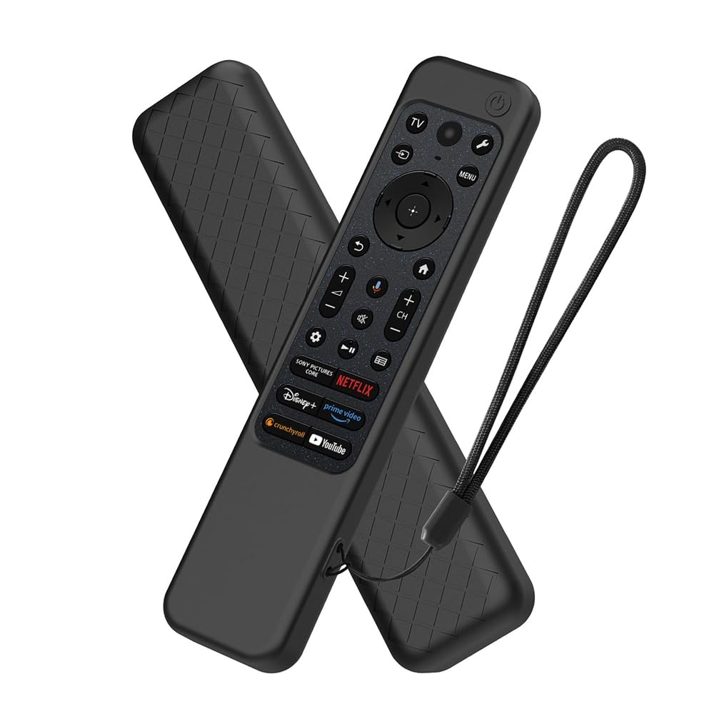 کاور سیلیکونی قابل استفاده برای ریموت صوتی سونی براویا Smart Tv 2023 مدل RMF-TX910U با دستبند محافظ (ریموت ارائه نشده) [مشکی]