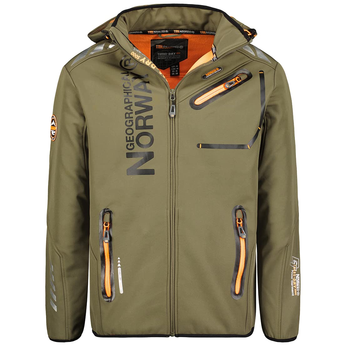Geographical Norway Royaute Men – Men's Waterproof Softshell Jacket – Outdoor Jacket, Windproof Tactical Jacket, Waterproof, Hiking, Skiing, Autumn, Winter, Spring S Khaki Orange