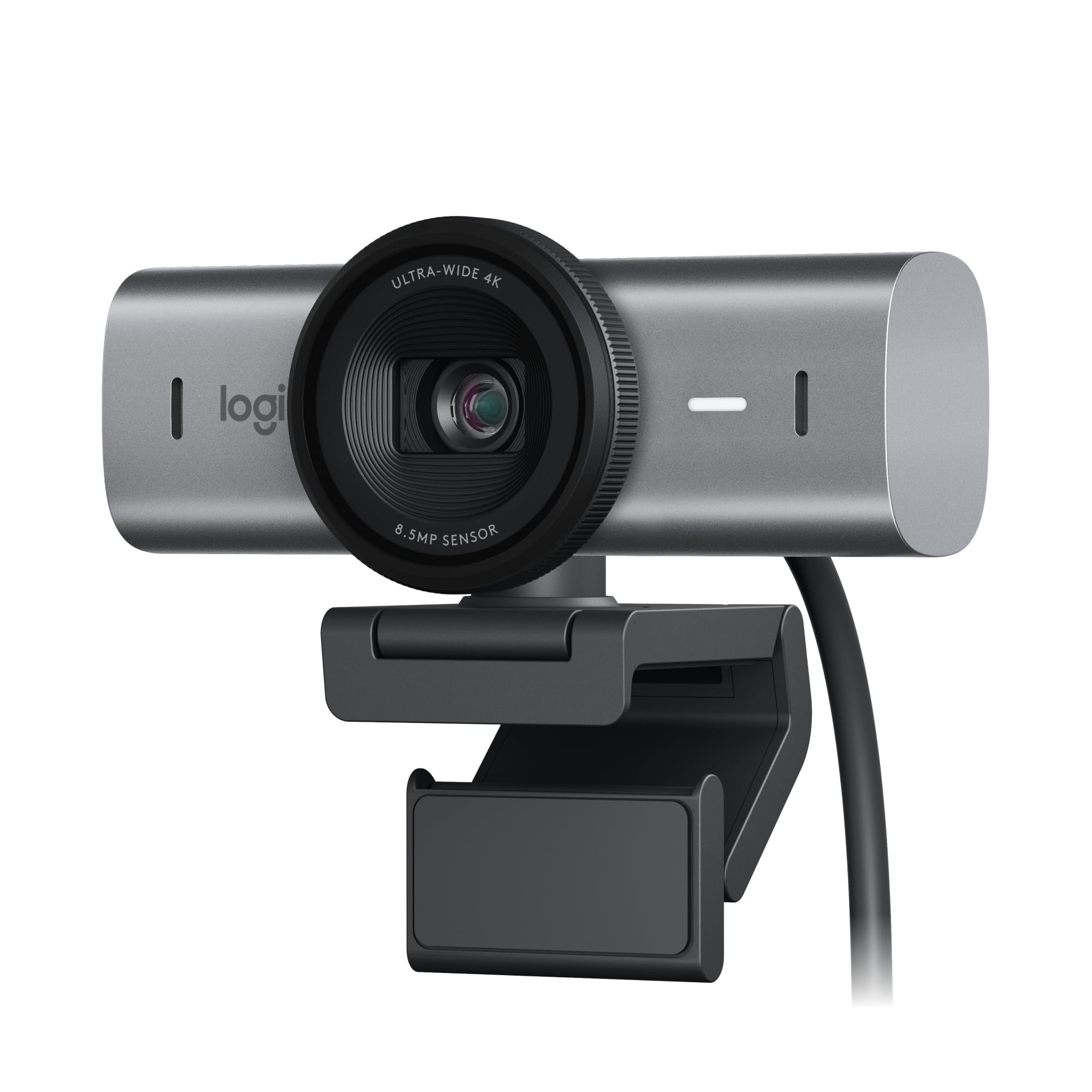 وب‌کم Logitech MX Brio Ultra HD 4K برای همکاری و استریمینگ، با کیفیت 1080p با سرعت 60 فریم در ثانیه، دو میکروفن کاهش دهنده نویز، حالت نمایش، پورت USB-C، درپوش وب‌کم، سازگار با Microsoft Teams، Zoom، Google Meet - گرافیت