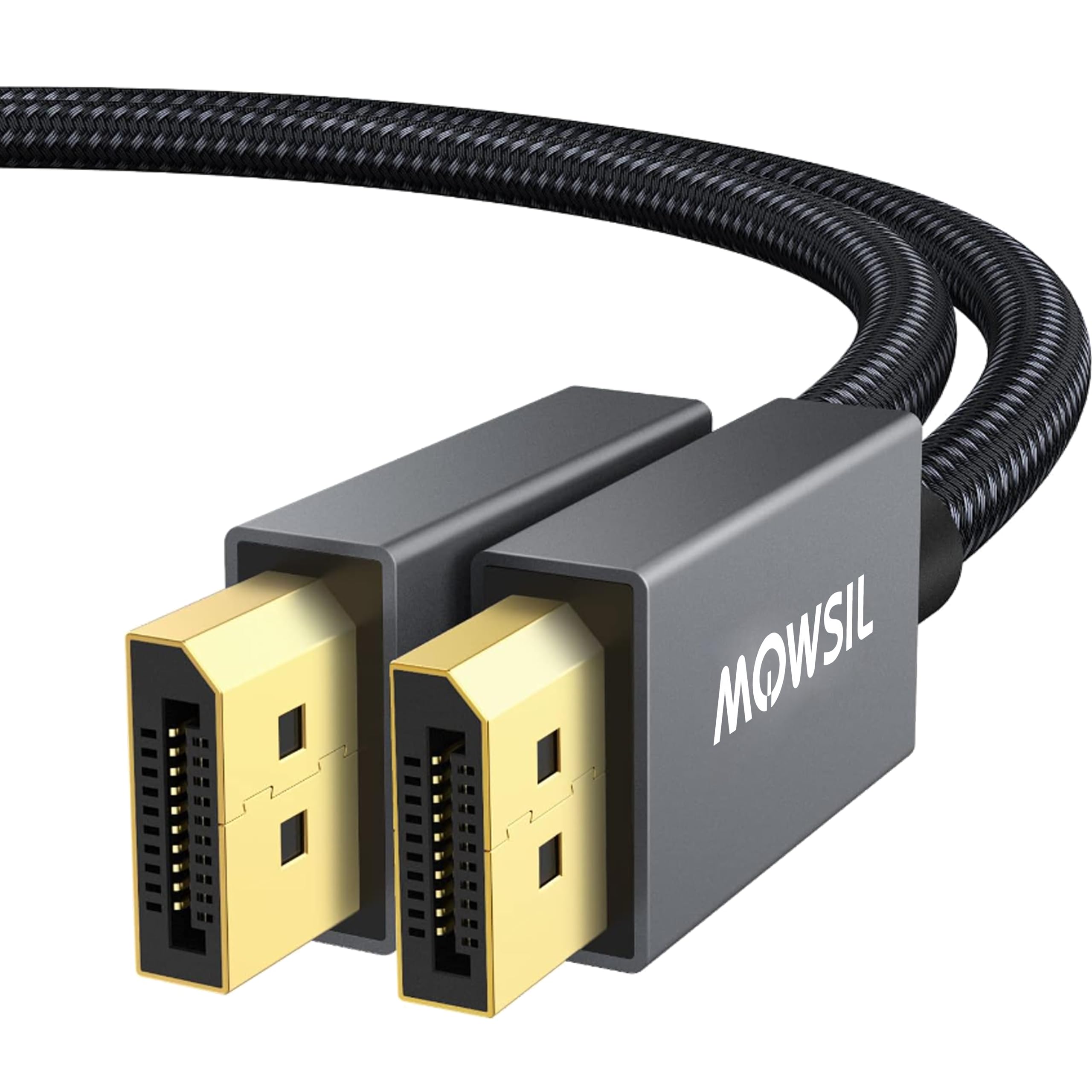 کابل نمایشگر Mowsil DisplayPort 2 متری، کابل DP 1.2، 4K@60Hz، 2K@165Hz، 2K@144Hz، کابل DisplayPort با سرعت بالا و طلاپوش برای مانیتور بازی، کارت گرافیک، تلویزیون، کامپیوتر، لپتاپ