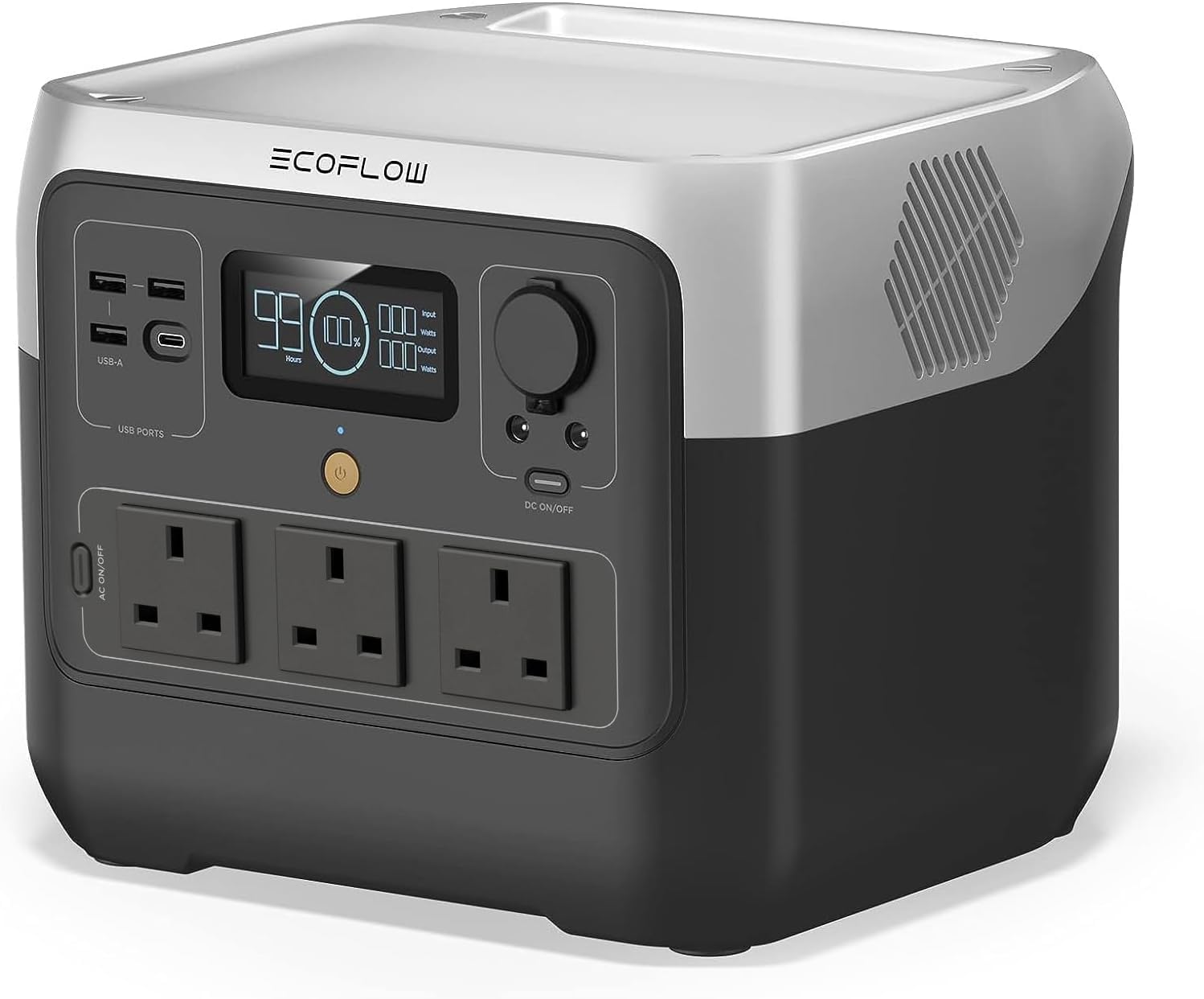 منبع قدرت قابل حمل ECOFLOW RIVER 2 Pro، باطری LiFeP04 768 وات ساعت، شارژ سریع 70 دقیقه، 3 پریز AC 800 وات، ژنراتور خورشیدی برای کمپینگ / کمپر / استفاده در خانه ... RIVER 2 PRO-UK