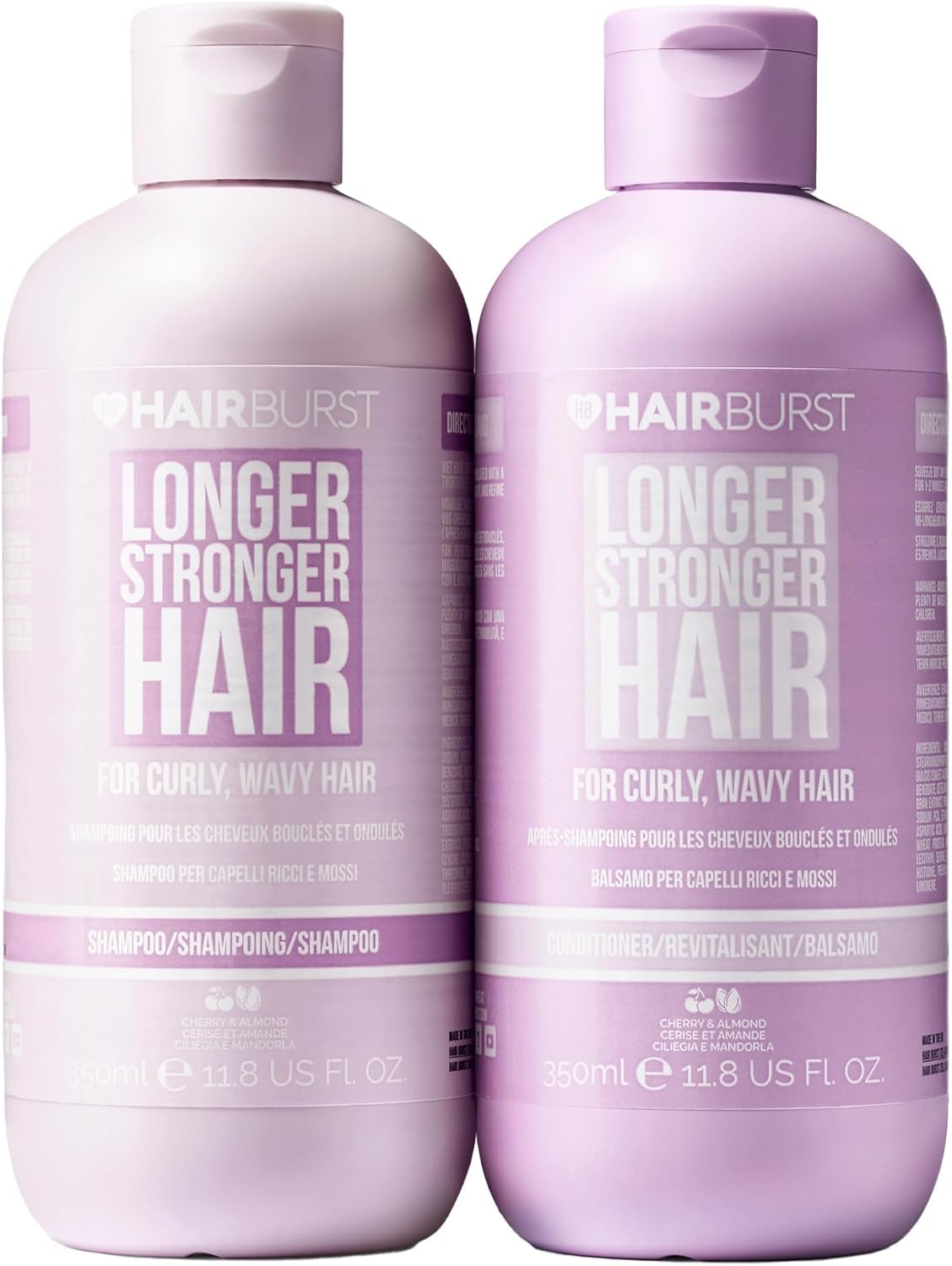 مجموعه شامپو و نرم‌کننده موی موج دار و مجعد HAIR BURST - بدون سولفات، SLS، پارابن، مورد تأیید CGM - حاوی اسیدهای آمینه نورده، عصاره بادام و روغن گیلاس - تقویت کننده موهای مجعد، کنترل کرم‌مو و نرم‌کننده‌ی مو