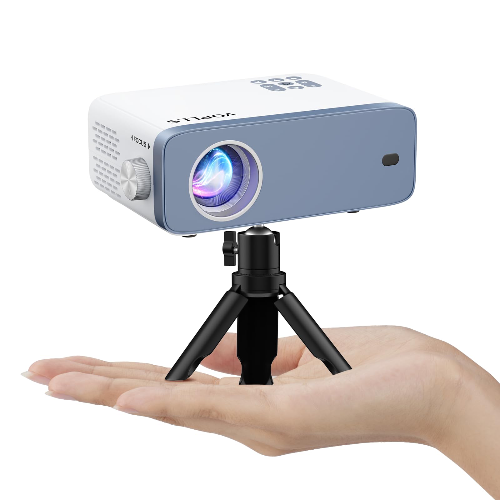 پروژکتور Mini VOPLLS، پشتیبانی از تصویر کامل HD 1080P، پروژکتور فیلم تئاتر منزل قابل حمل خارجی، زوم 50٪، سازگار با HDMI، USB، AV، گوشی هوشمند / تبلت / لپ تاپ (پروژکتور کوچک)